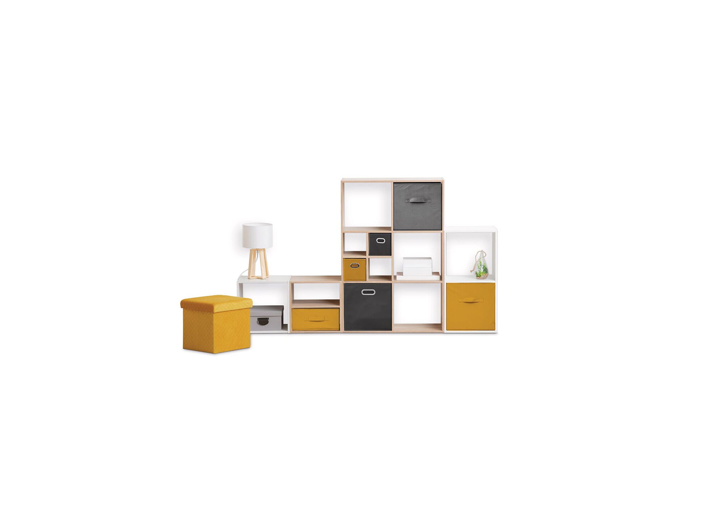Photo ensemble - Boite de rangement 31x31x15cm moutarde