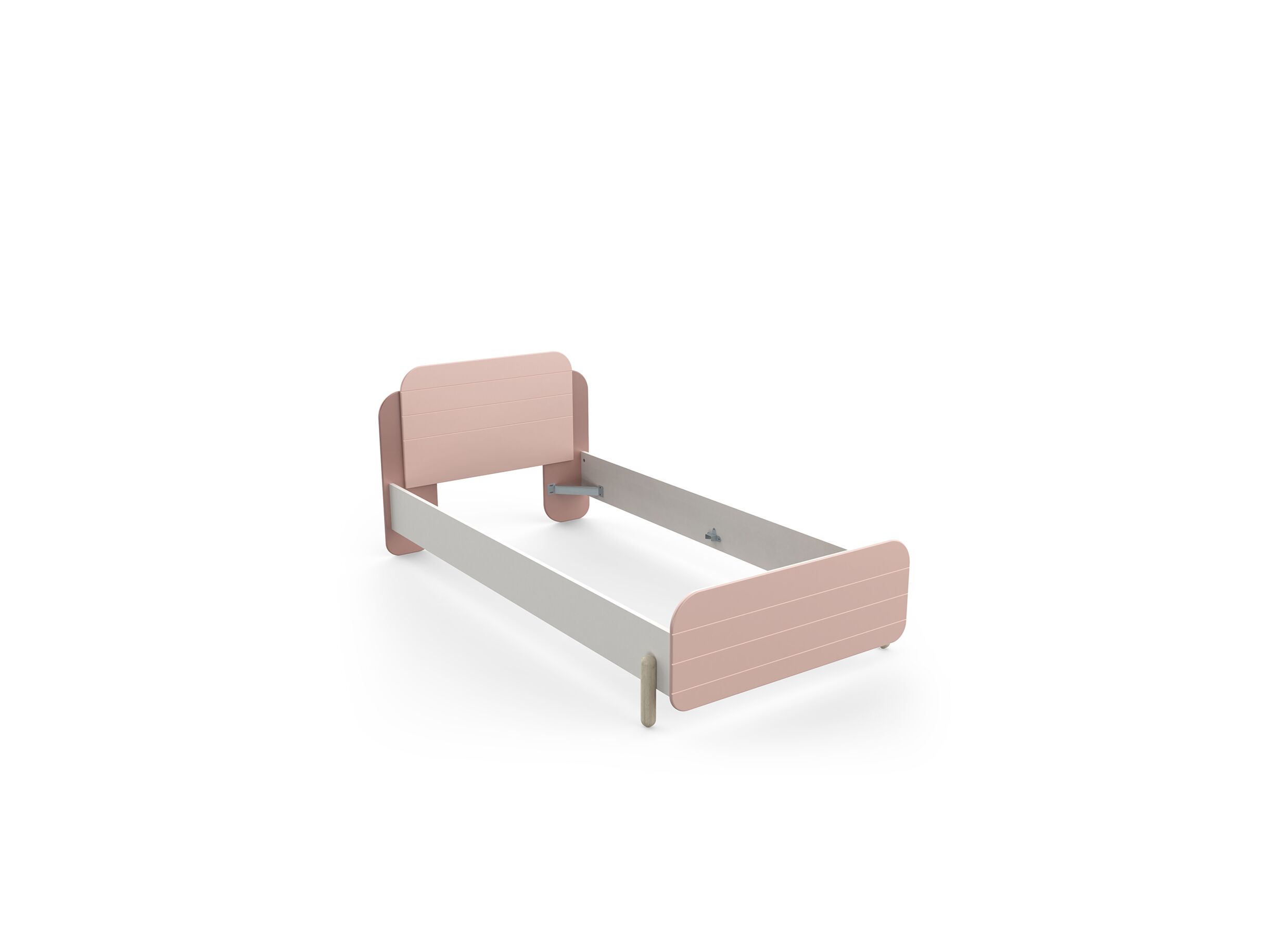 Lit Jade 90x200cm - décor - mat rose & mat blanc