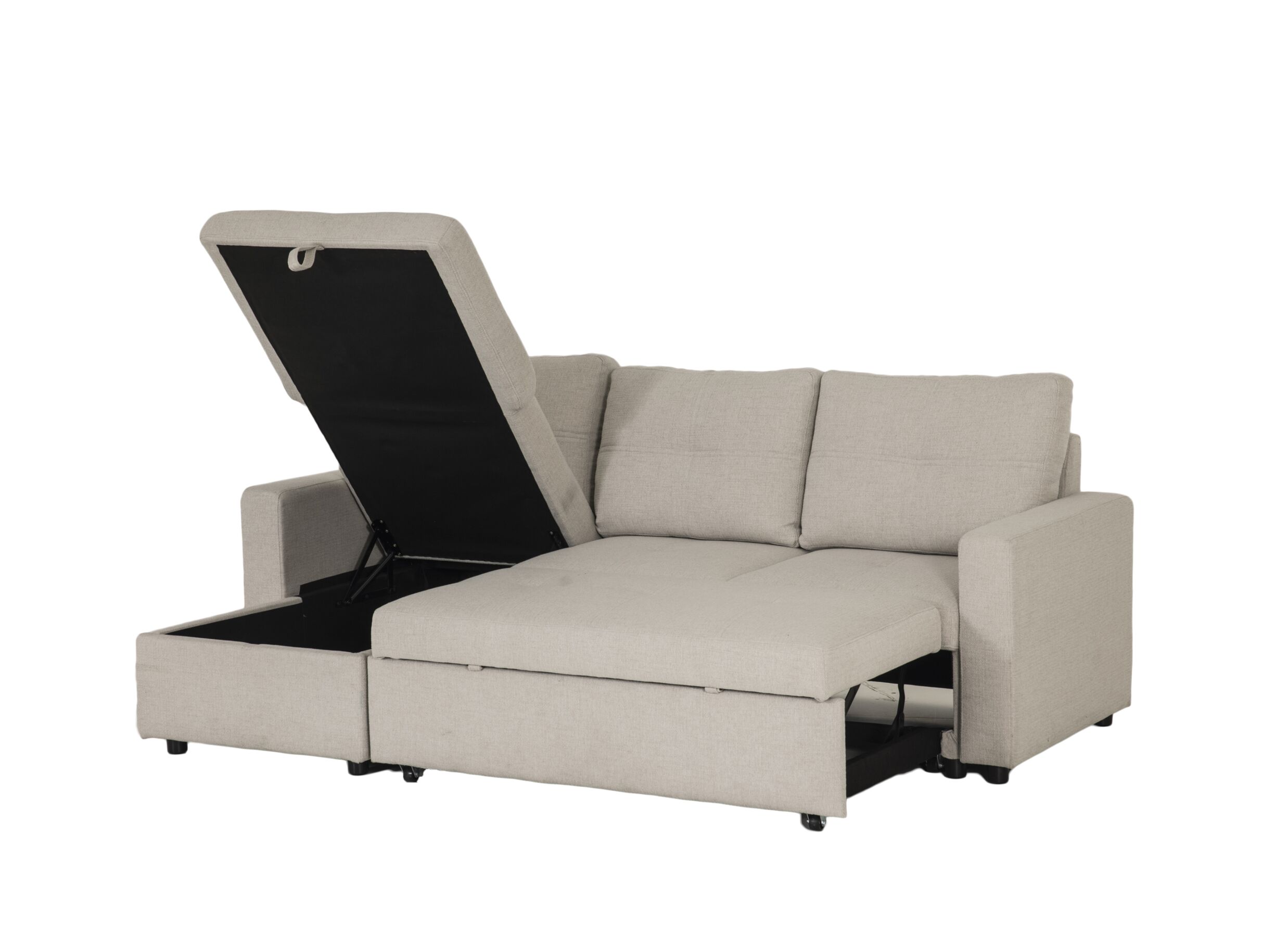 Aperçu - Canapé d'angle Moncada 213x122cm - tissu - beige