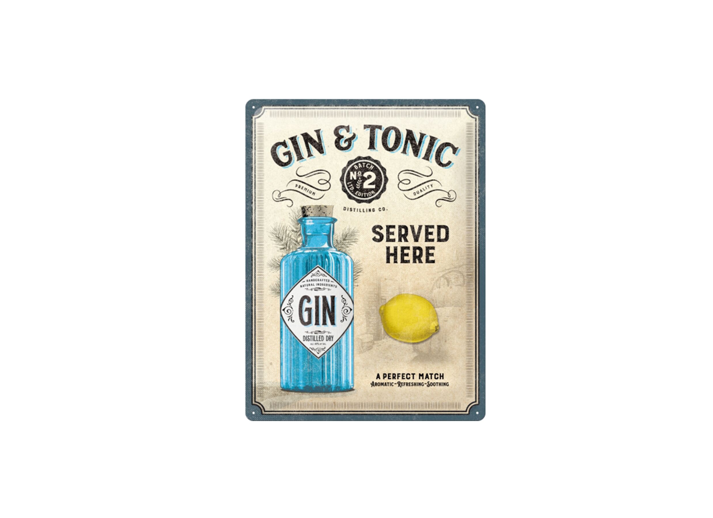 Plakkaat Gin Tonic 40x30cm - metaal - multicolor