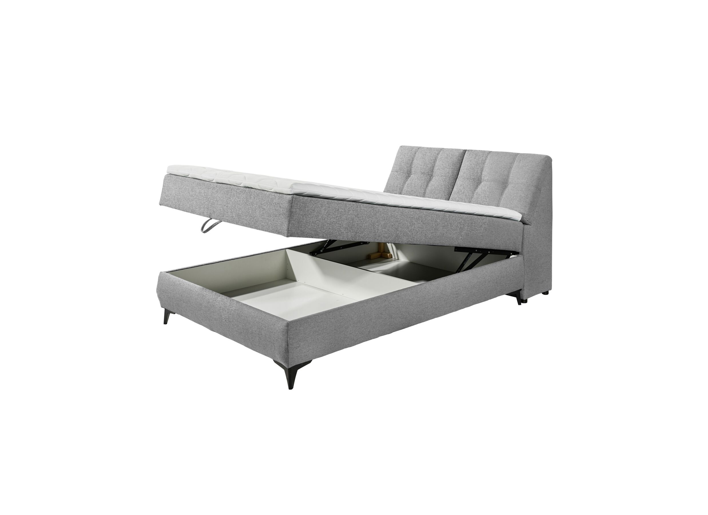 Disposition - Lit box Atlantis 140x200cm avec rangement tissu gris