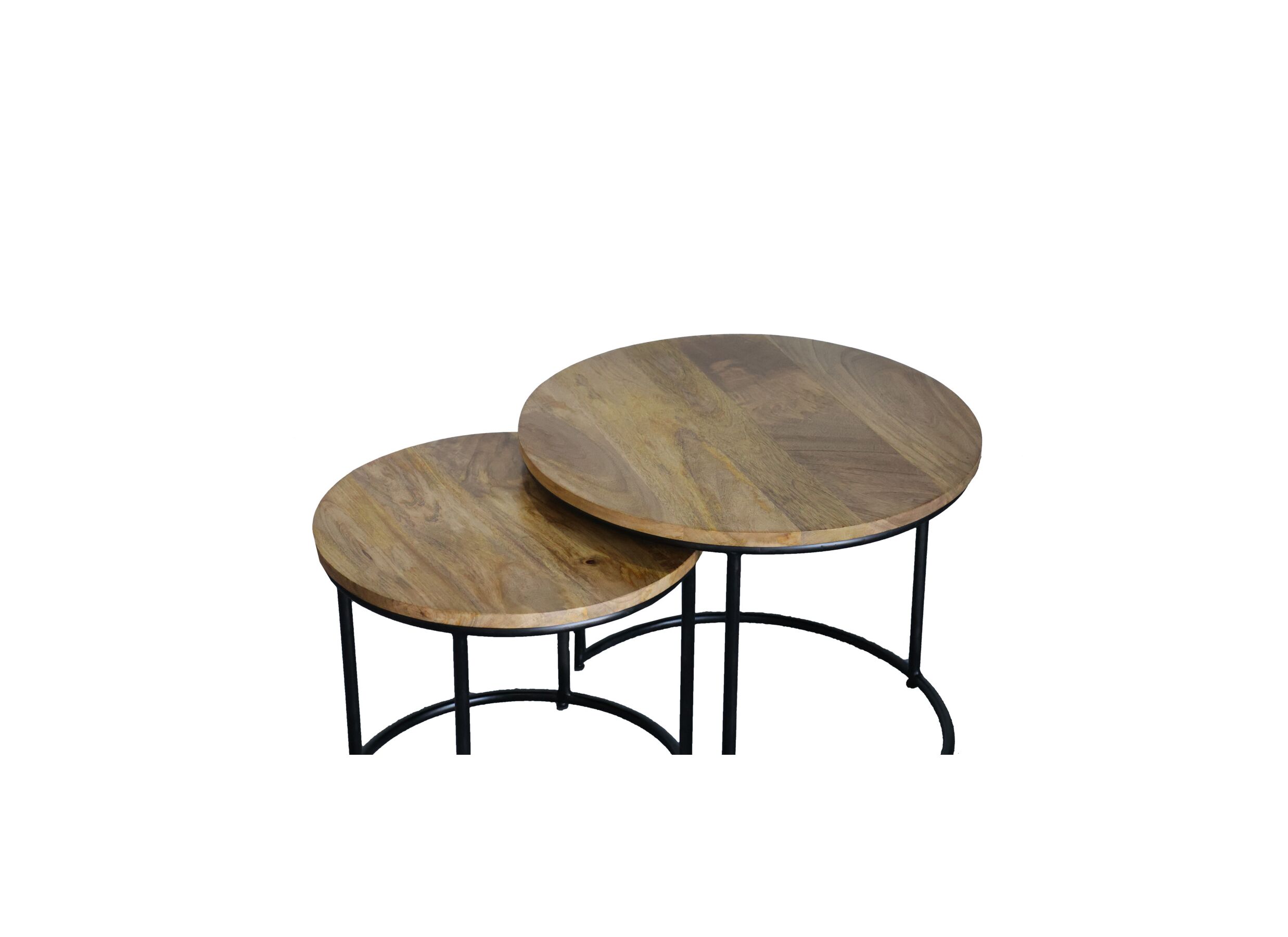 Detailfoto - Bijzettafel Alvarez Ø55cm - mango massief - walnoot - set van 2