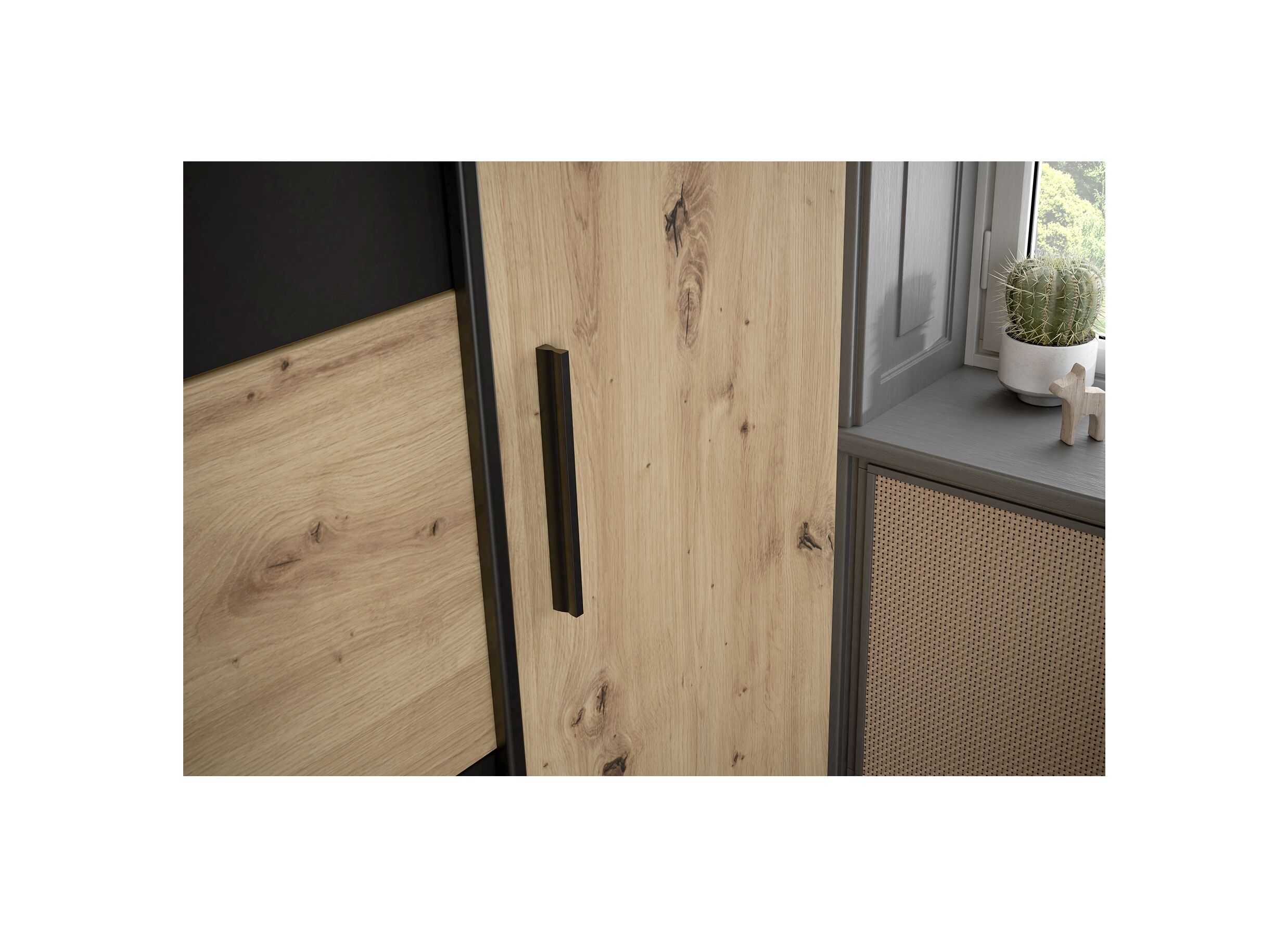 Kleerkast Kapaza 200cm - decor - artisanale eik/zwart