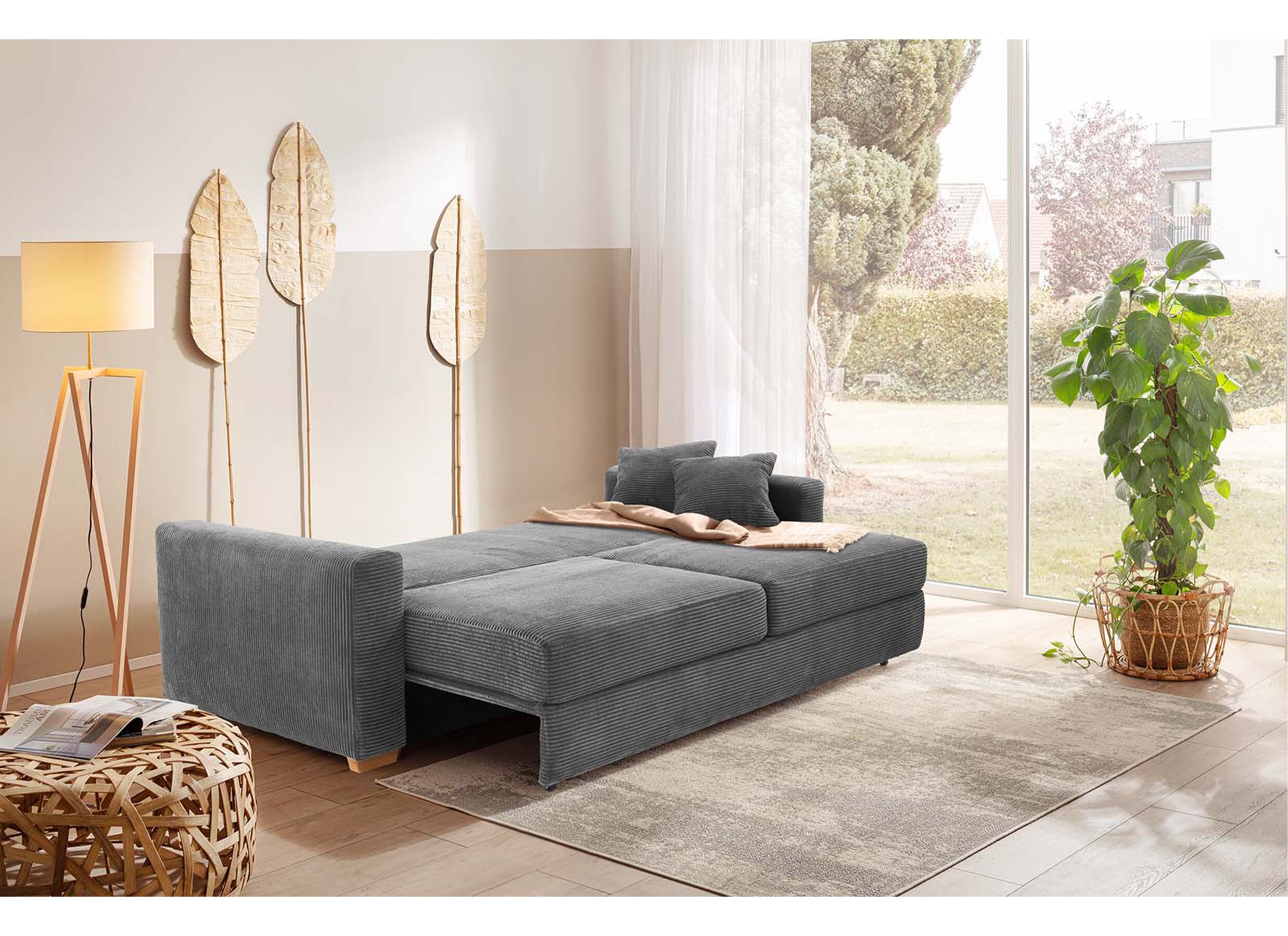 Sfeerfoto - Zetelbed Micha 2-persoons - 237x104cm - stof - donkergrijs