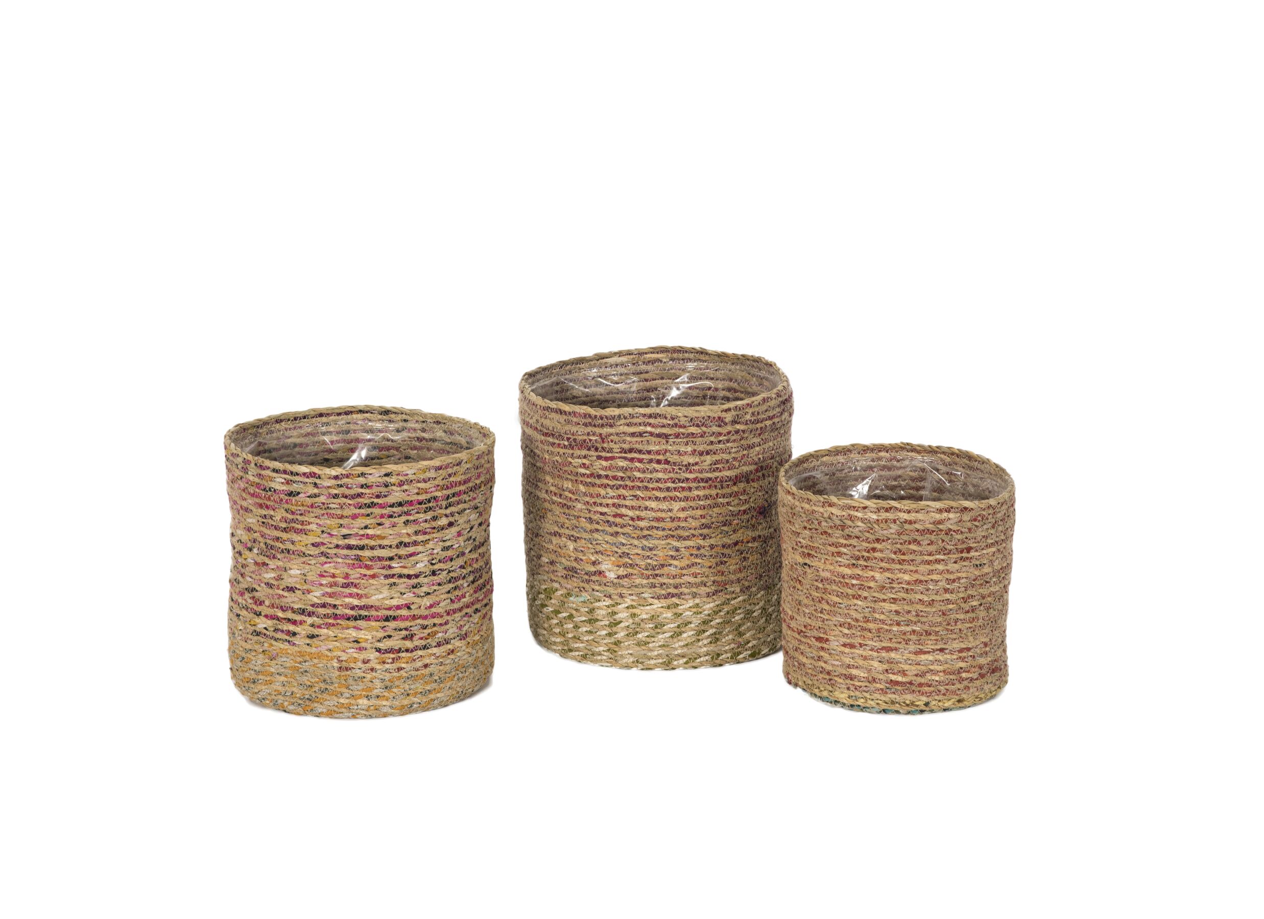 Hoofdfoto - Bloempot Aja set van 3 - zeegras - naturel/multi