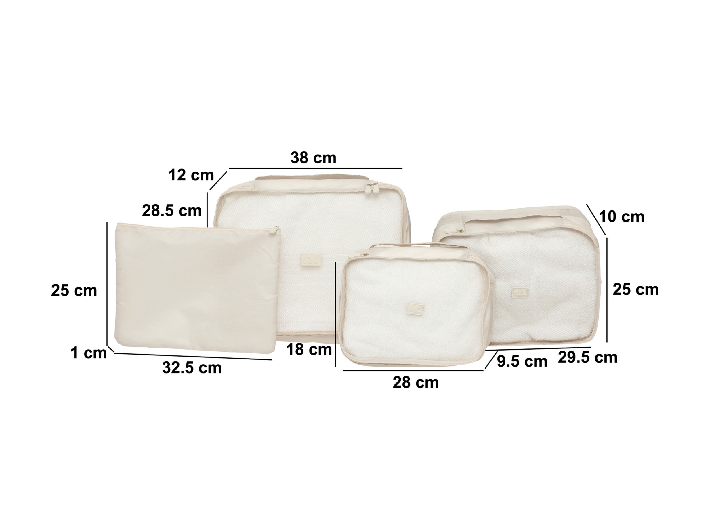 Dimensions - Organisateurs Aloha 6 pièces - fibre de polyester - beige & noir