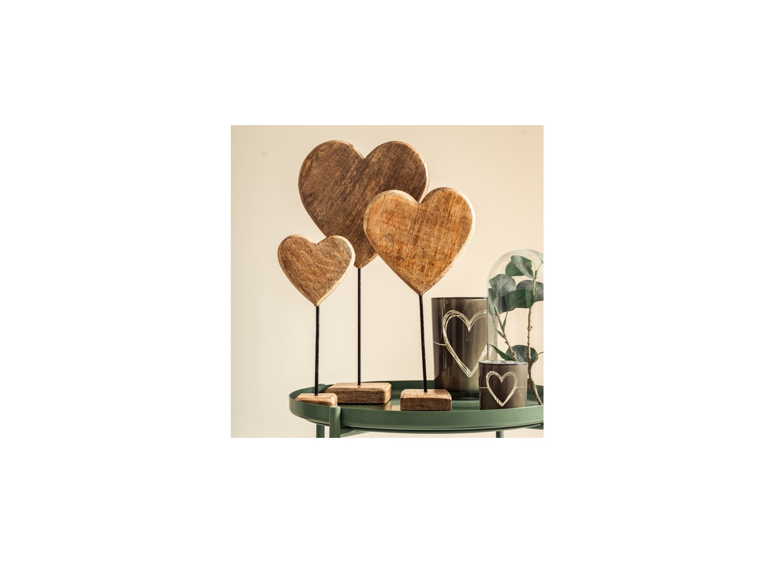 Porte-bougie Heart H18cm - verre - gris
