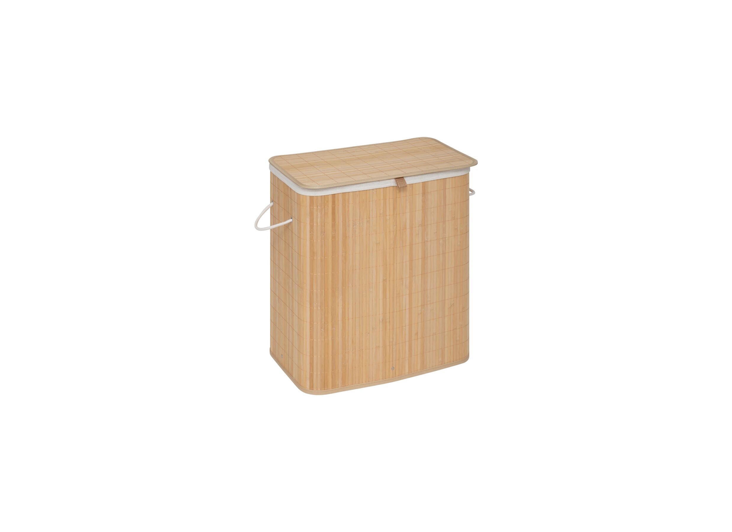 Linnenmand met 2 vakken 52x32x63cm - bamboe - naturel - Panier à linge avec 2 compartiments 52x32x63cm - bambou - naturel
