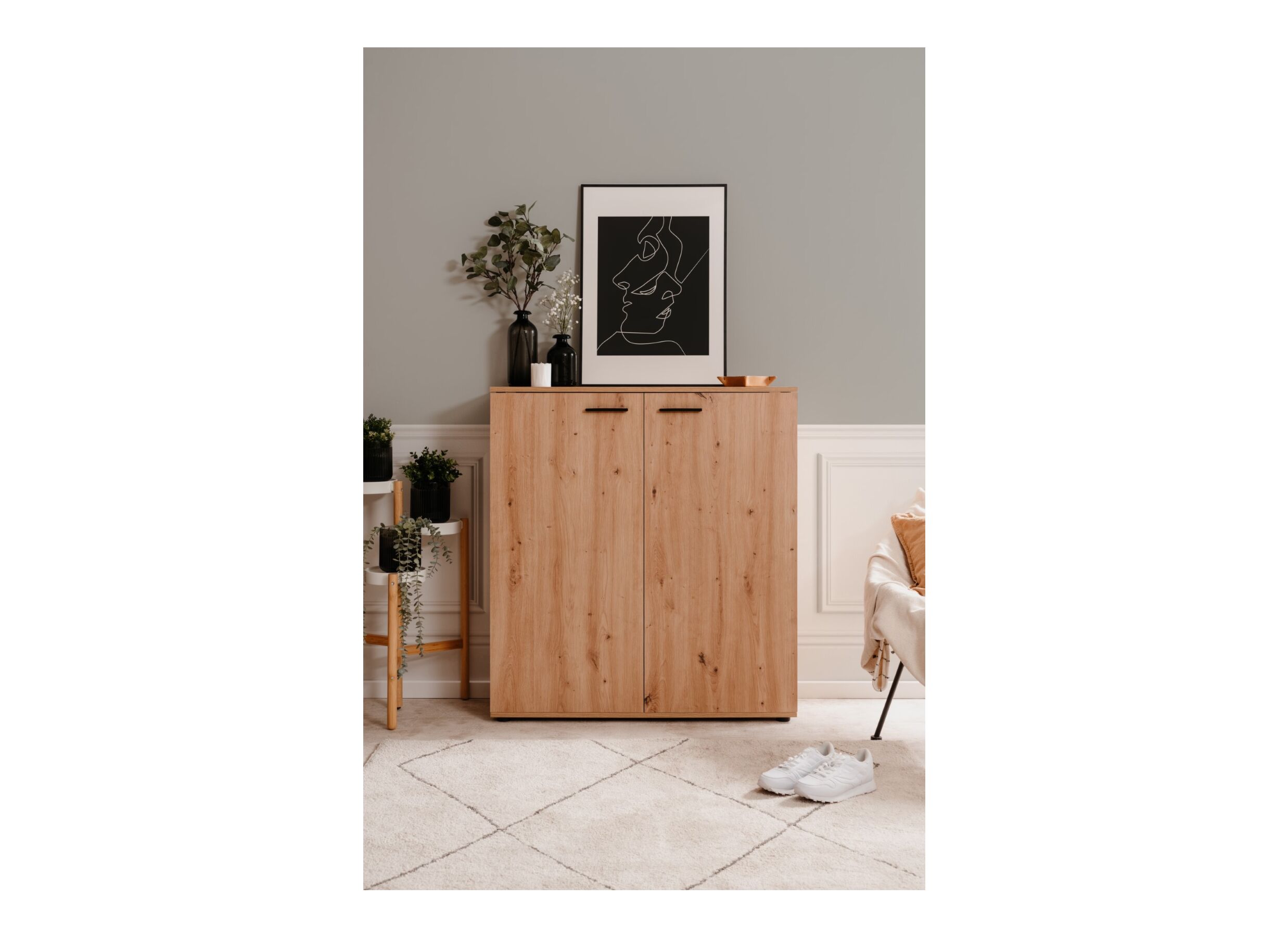 Schoenenkast Satos 100x34x110cm - melamine - artisanale eik