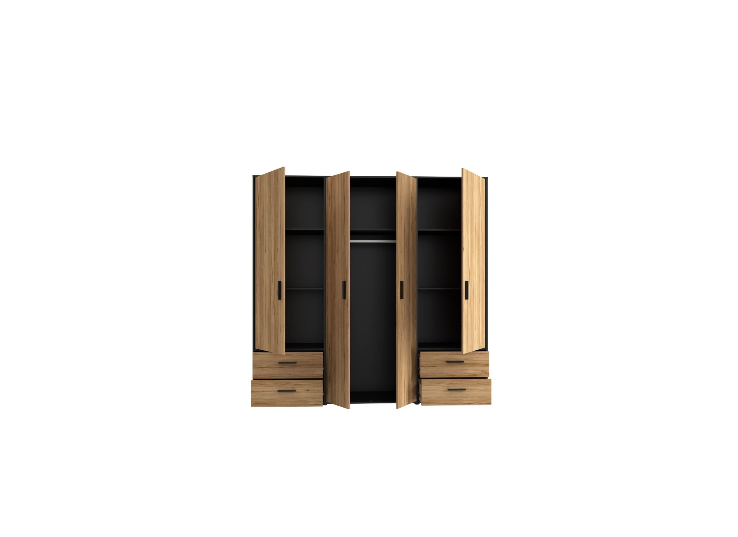 Garde-robe Mokkaro 206cm - décor - noir/chêne châtaignier
