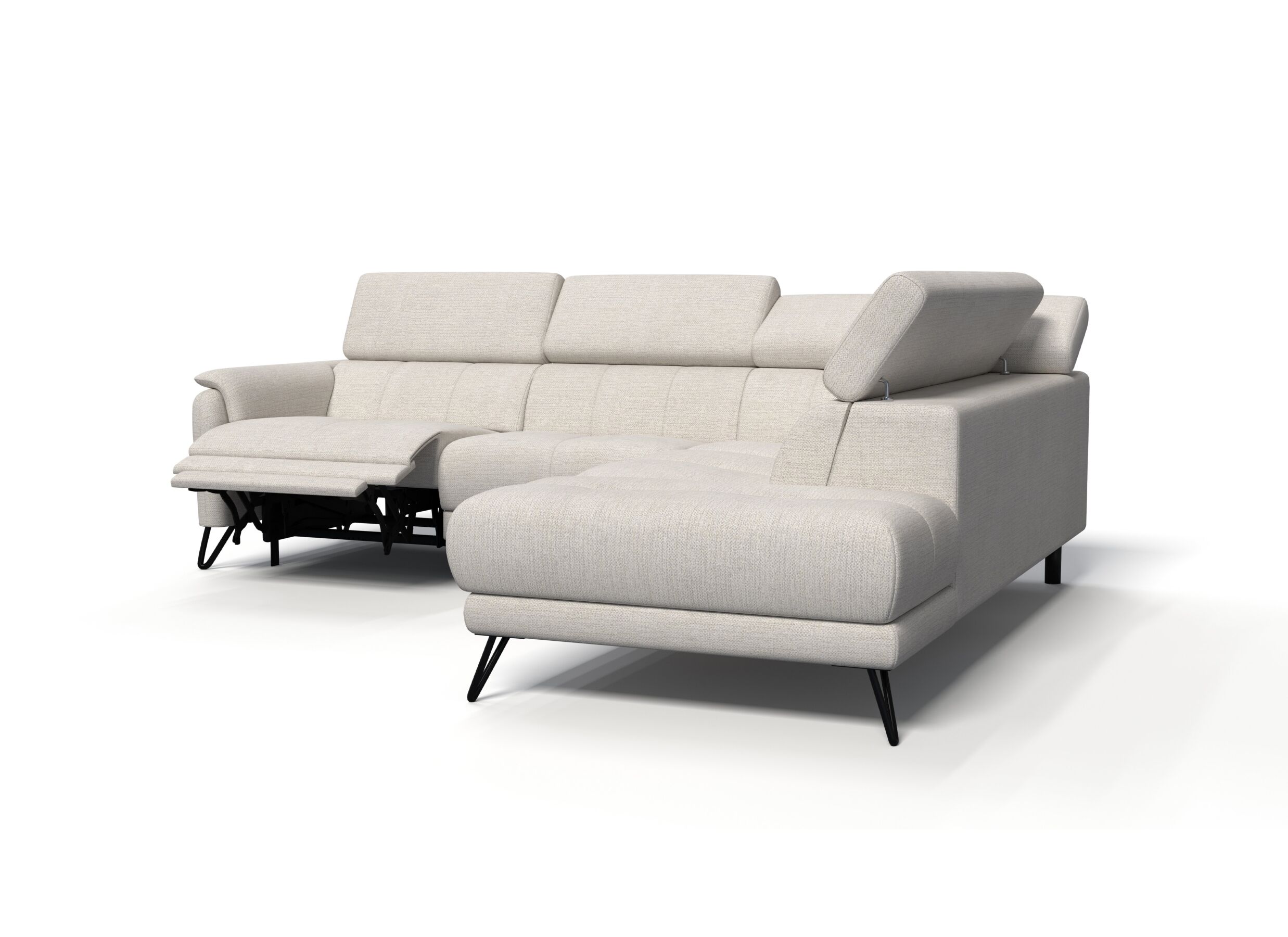 Aperçu - Canapé d'angle Oltens 281x228cm - tissu - beige avec relax