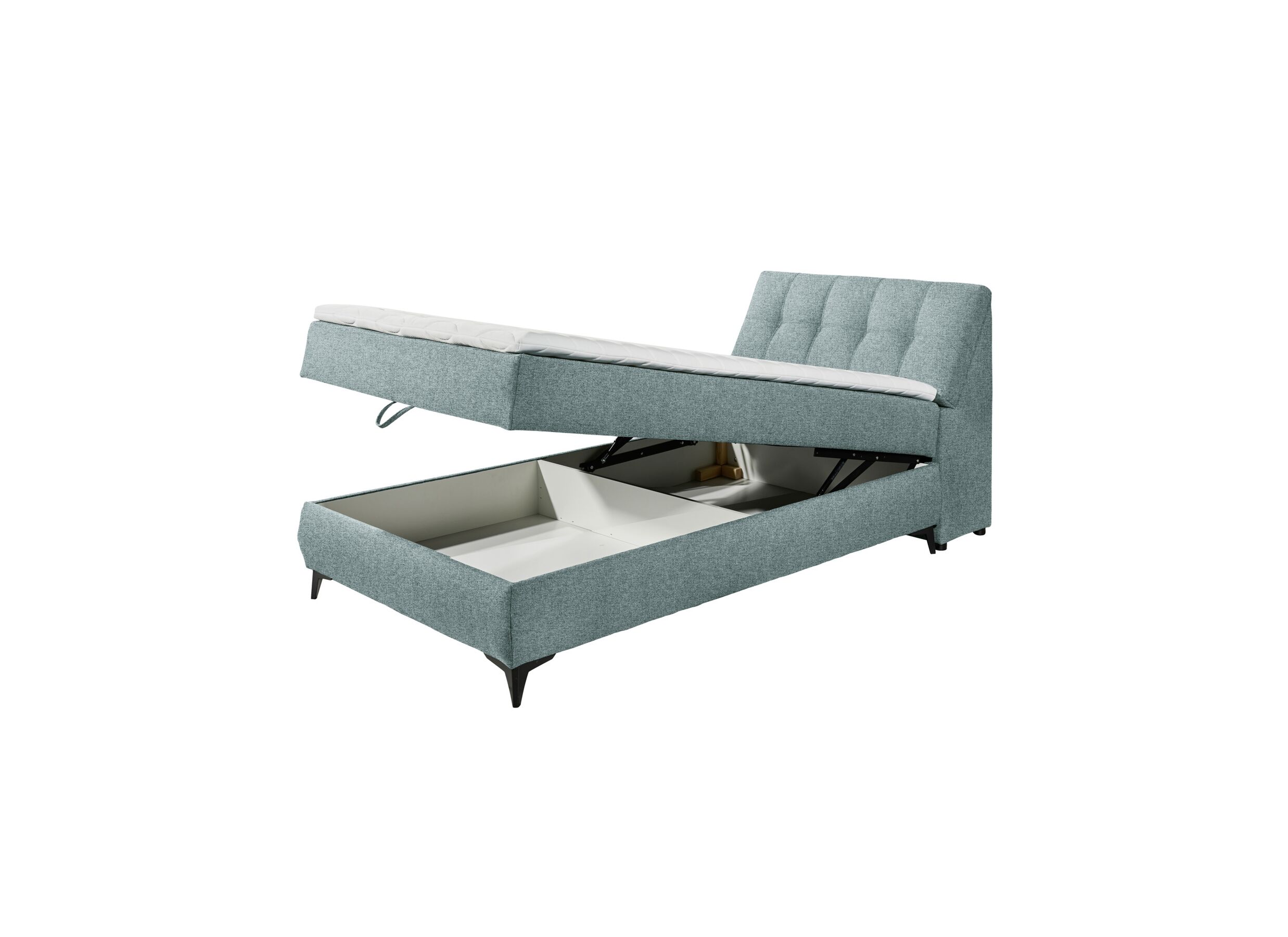 Indeling - Bedbox Atlantis 120x200cm met opbergruimte stof munt