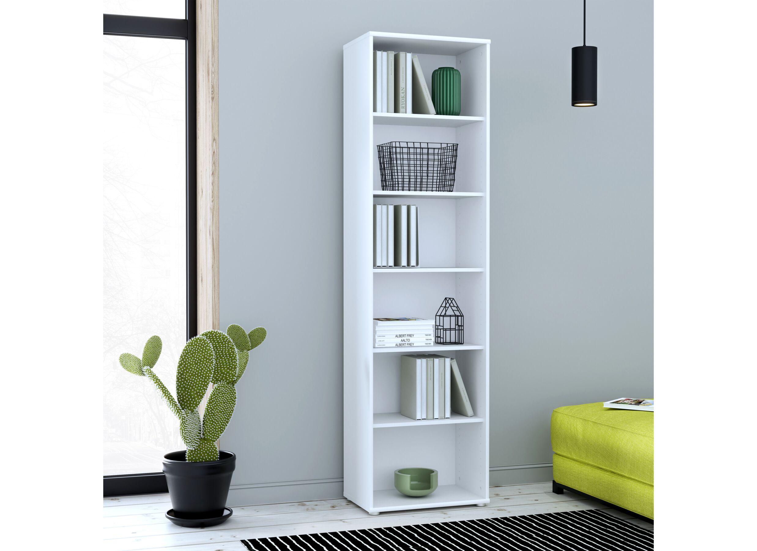 Foto ambiance - Bibliothèque Topic 54x35x198cm - décor - blanc