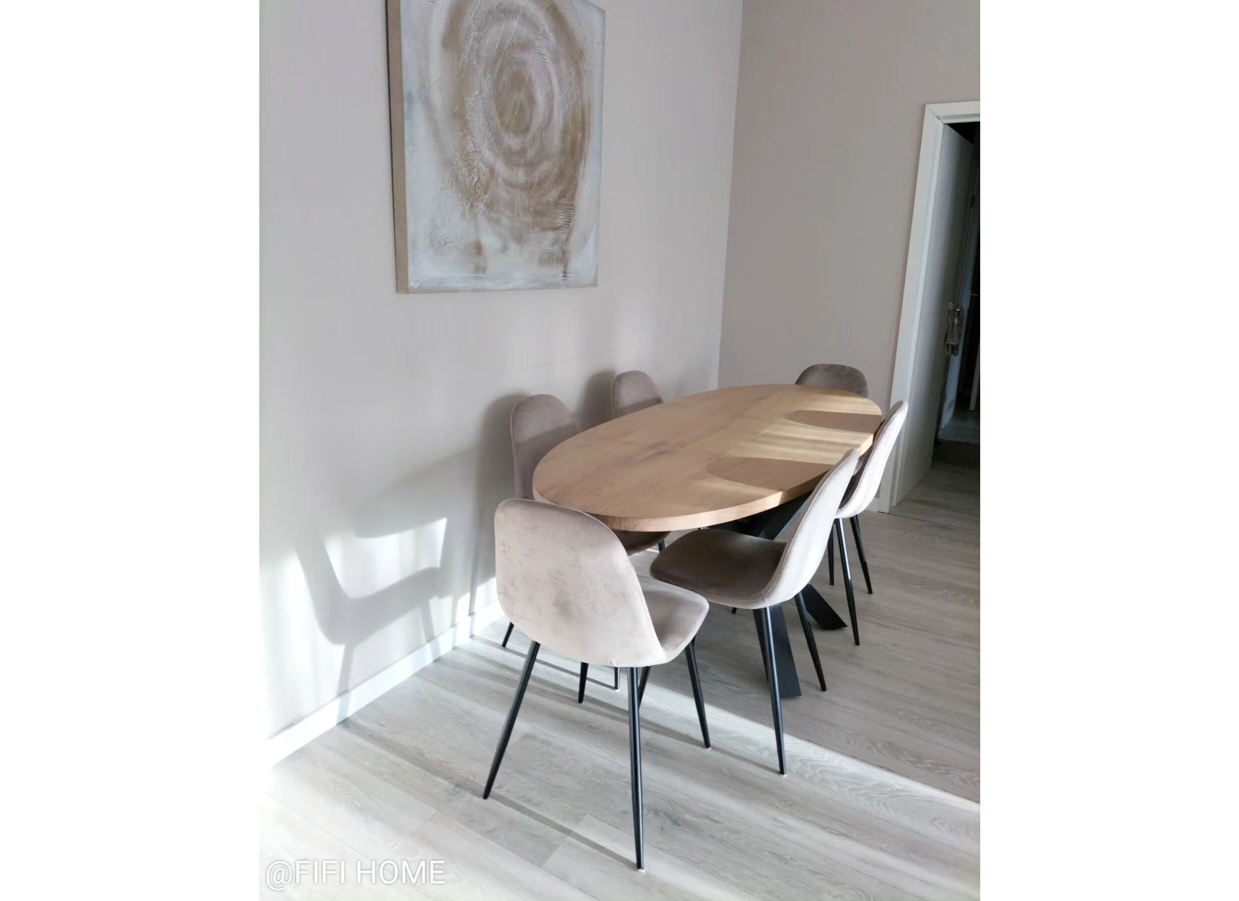 Stoel Charlton 44x53x87cm - fluweel - taupe