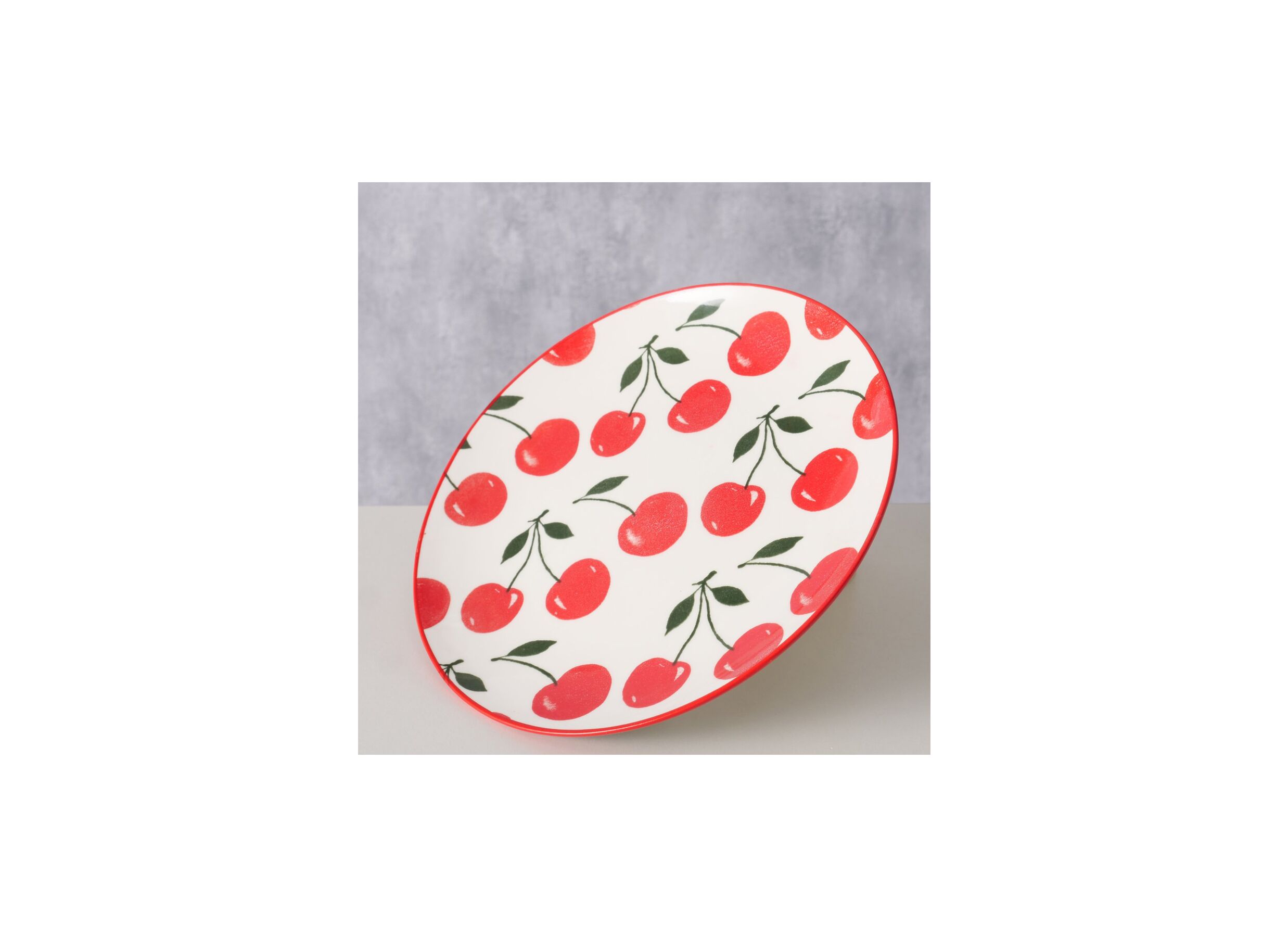Sfeerfoto - Dessertbord Kers Ø18,5cm - keramiek - rood/wit
