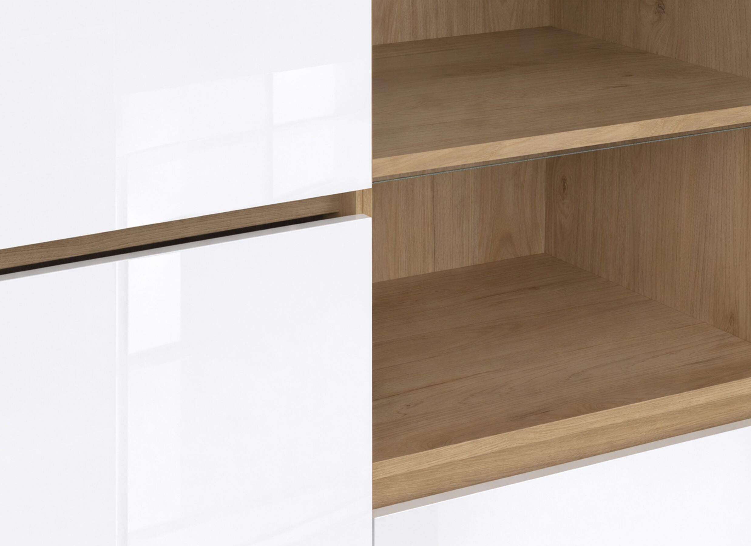 Detailfoto - Barkast Next 100cm - melamine - glanzend wit & jackson hickory