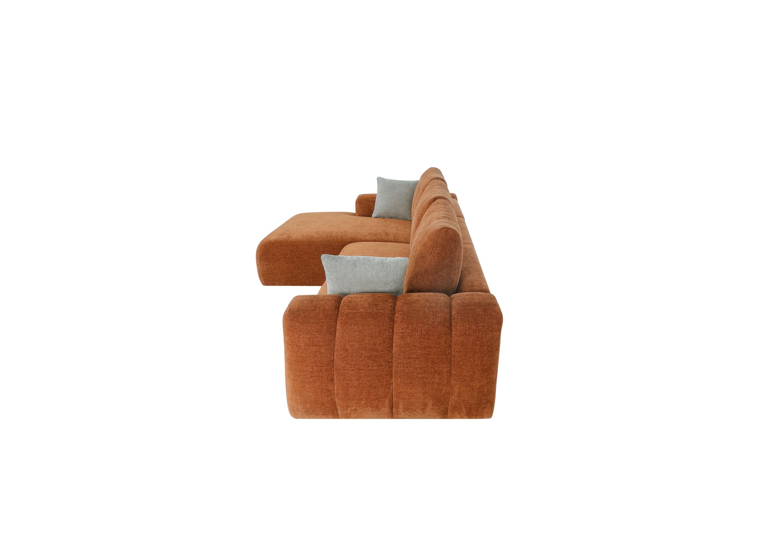 Aperçu - Canapé d'angle Mandarin 315x165cm - chenille - orange