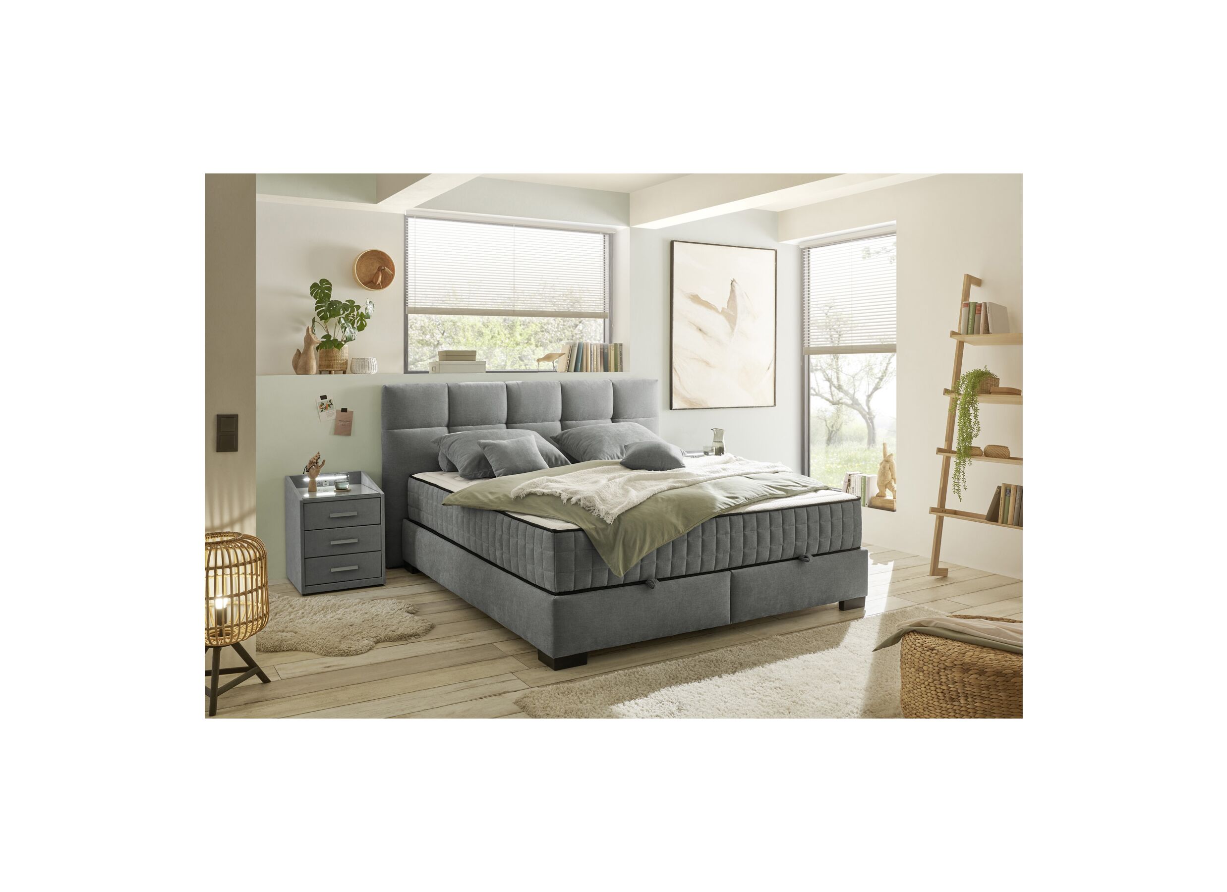 Foto ambiance - Lit box Nagol A 180x200cm avec rangement tissu anthracite