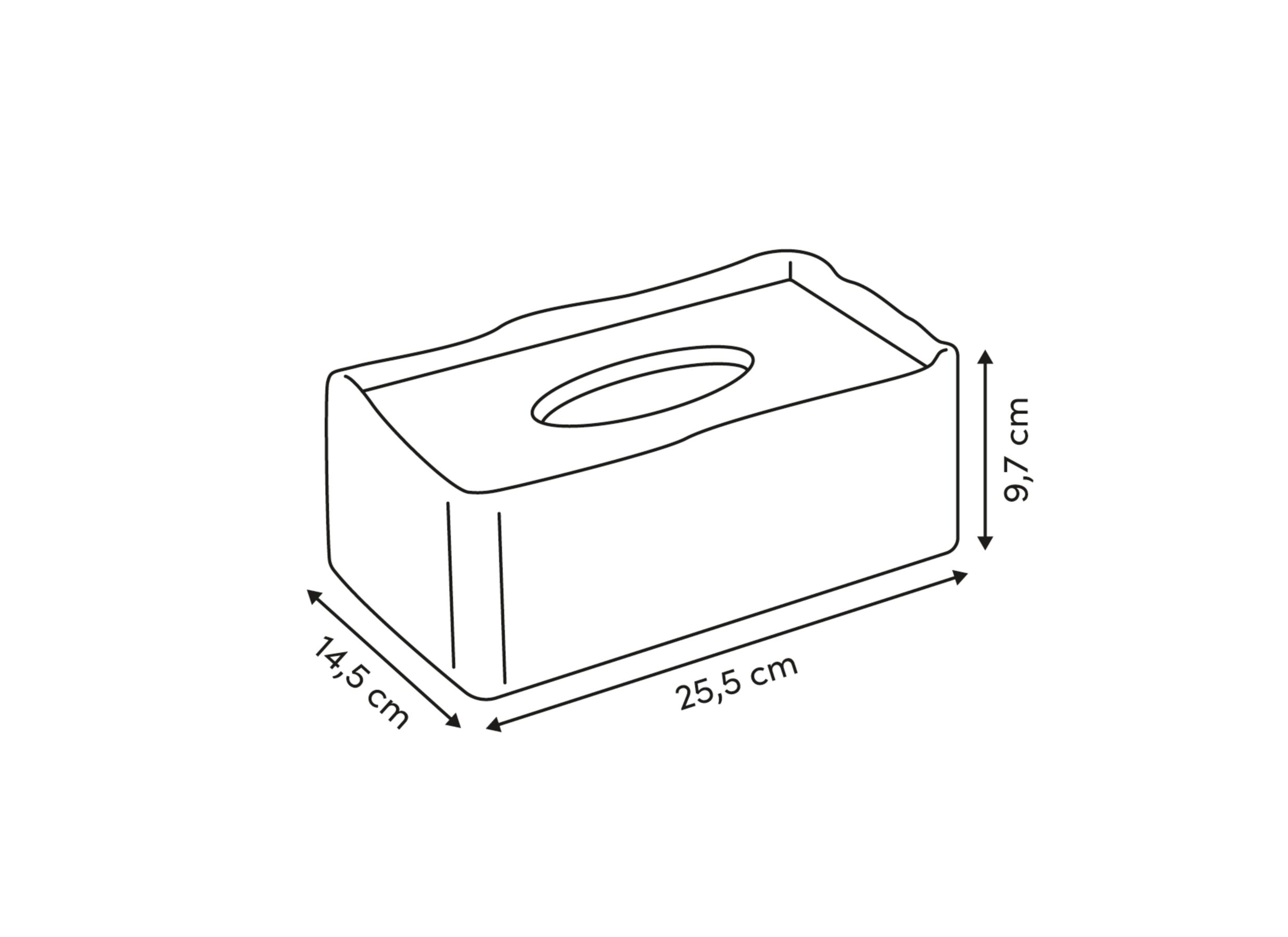 Afmetingen - Tissuebox Oleya 25,5x14,5x9,7cm - polyresine - beige