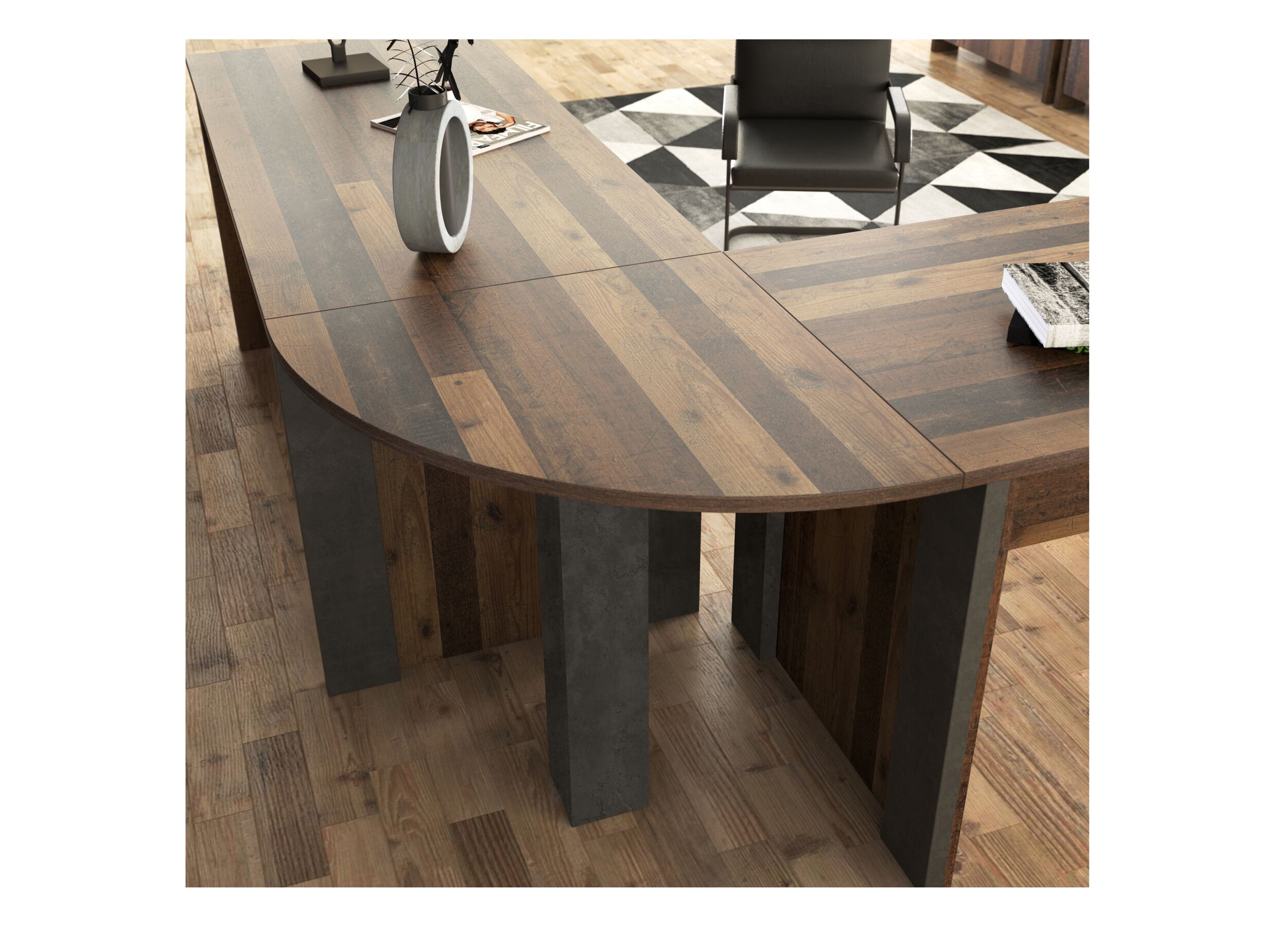 Hoekbureau Clif-B 70x70x74cm - meubelplaat - old wood