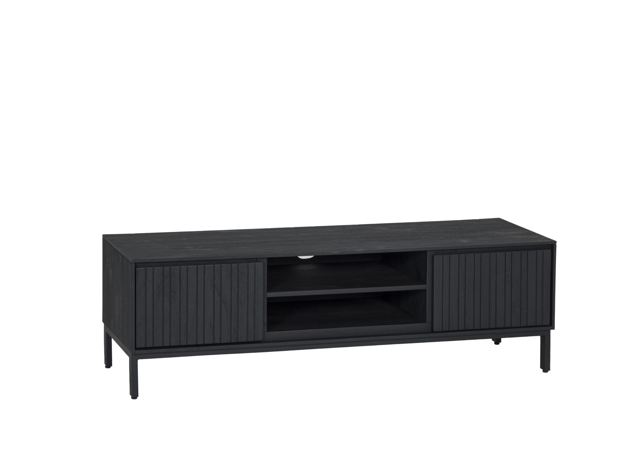 Tv-meubel Aquilano 145cm - acacia massief - zwart