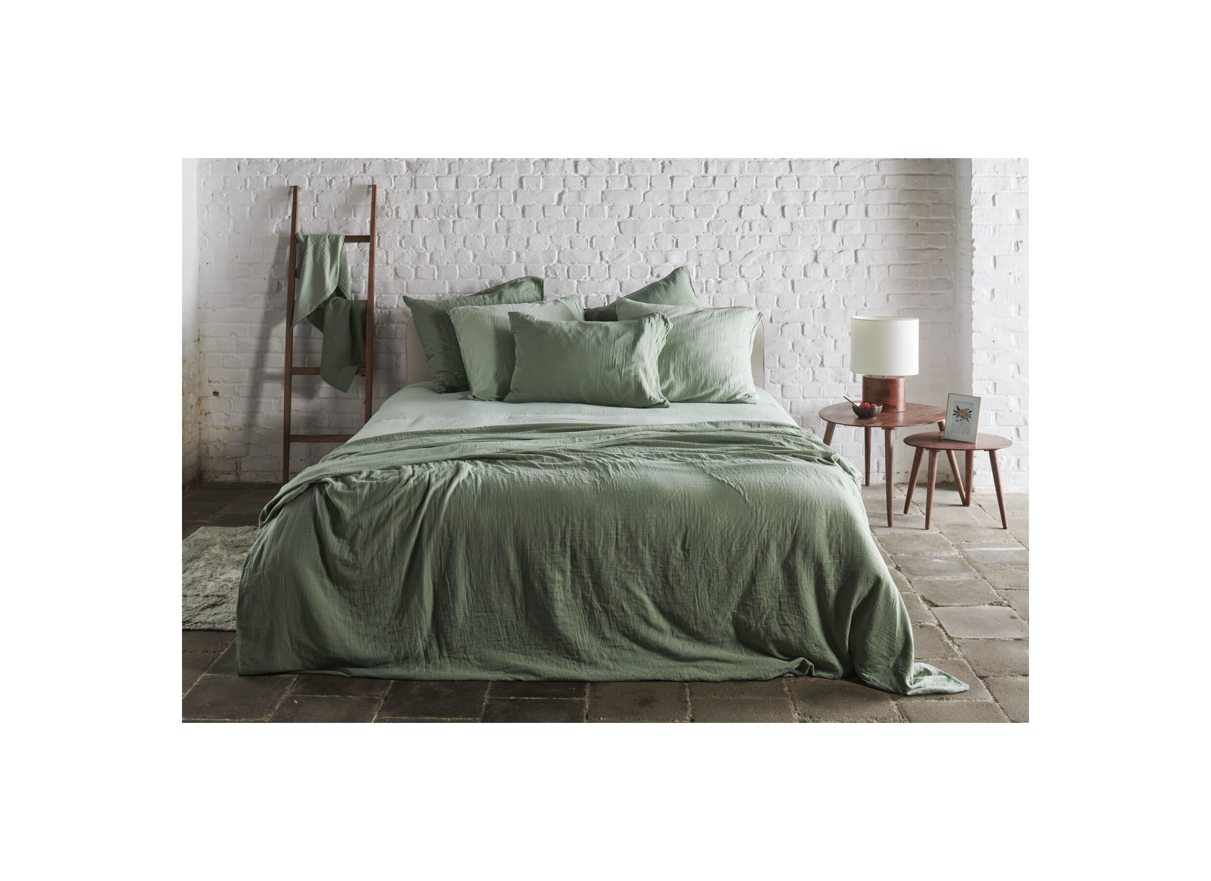 Foto ambiance - Housse de couette 140x200/220cm - tétra coton - vert