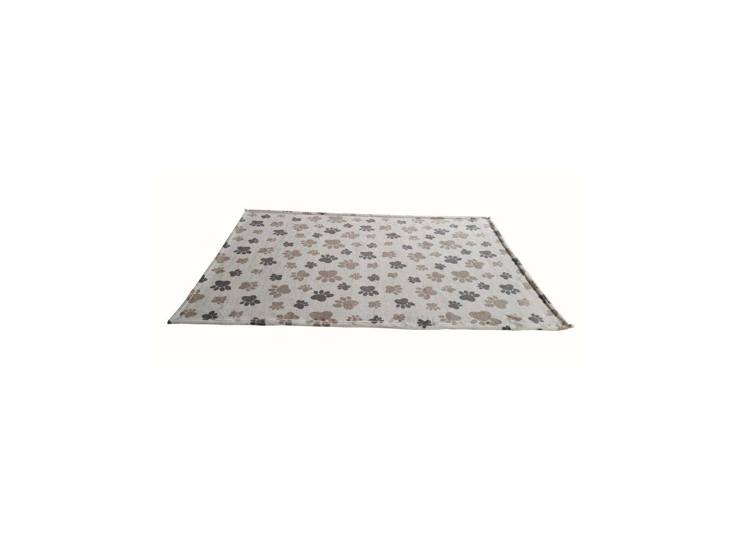 Plaid Dierenpootjes 100x150cm microvezel bruin beige
