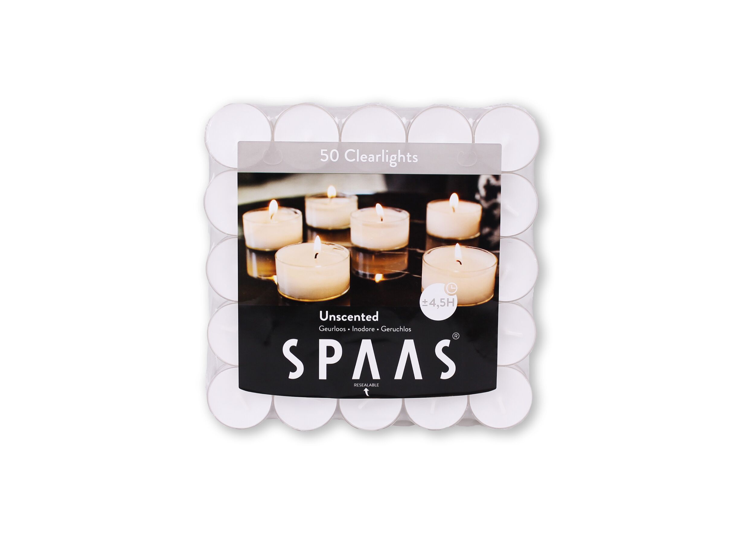 Theelichtjes Clearlights 4,5u wit, set van 50