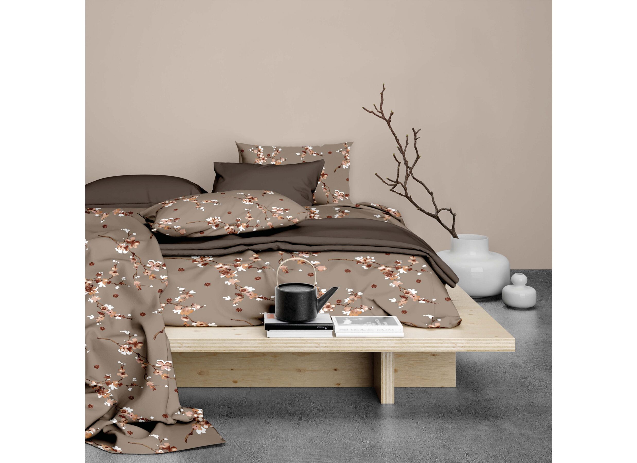 Foto ambiance - Housse de couette Geisha 240x200/220cm - coton - taupe