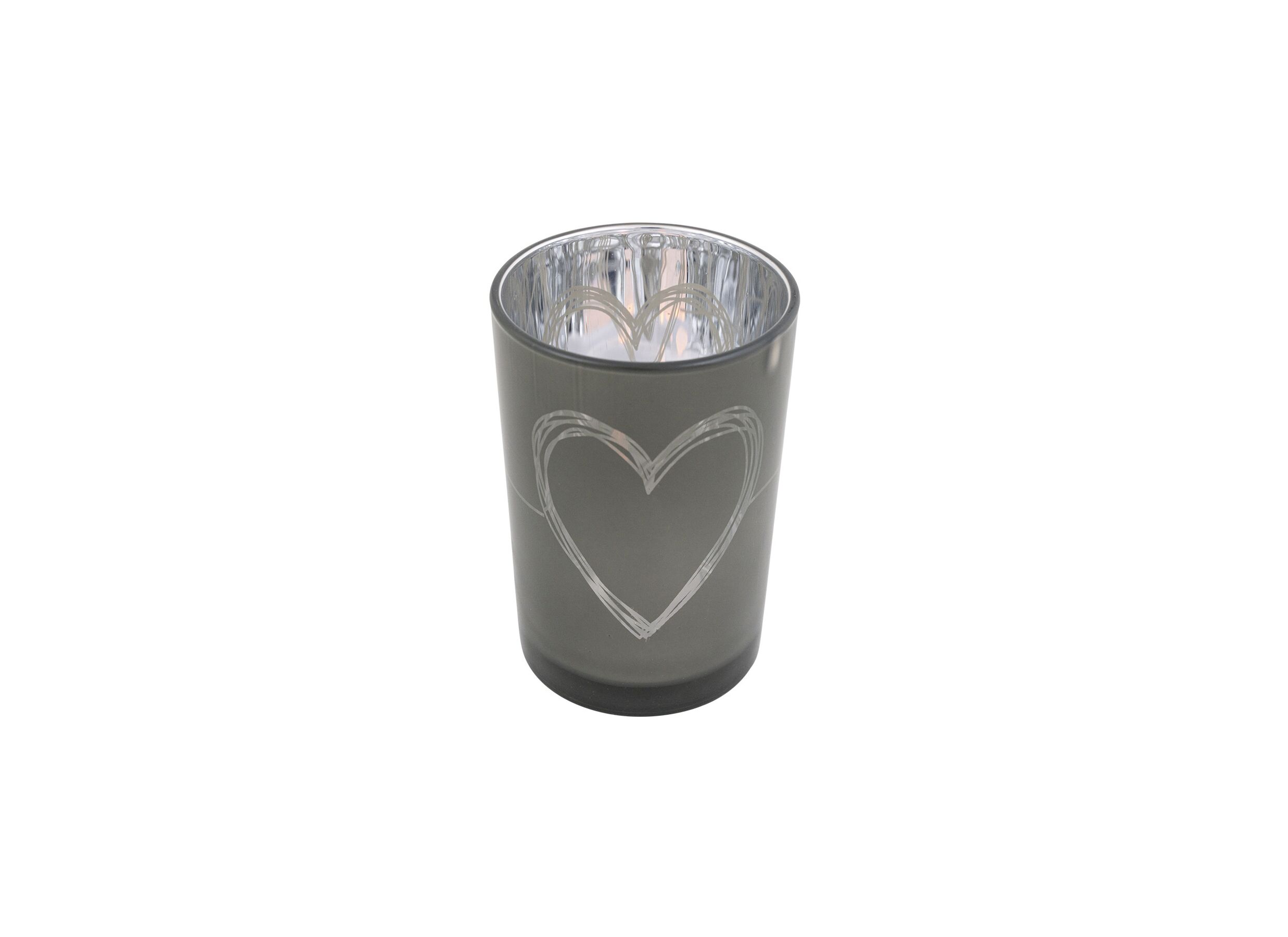 Porte-bougie Heart - Porte-bougie Heart H18cm - verre - gris