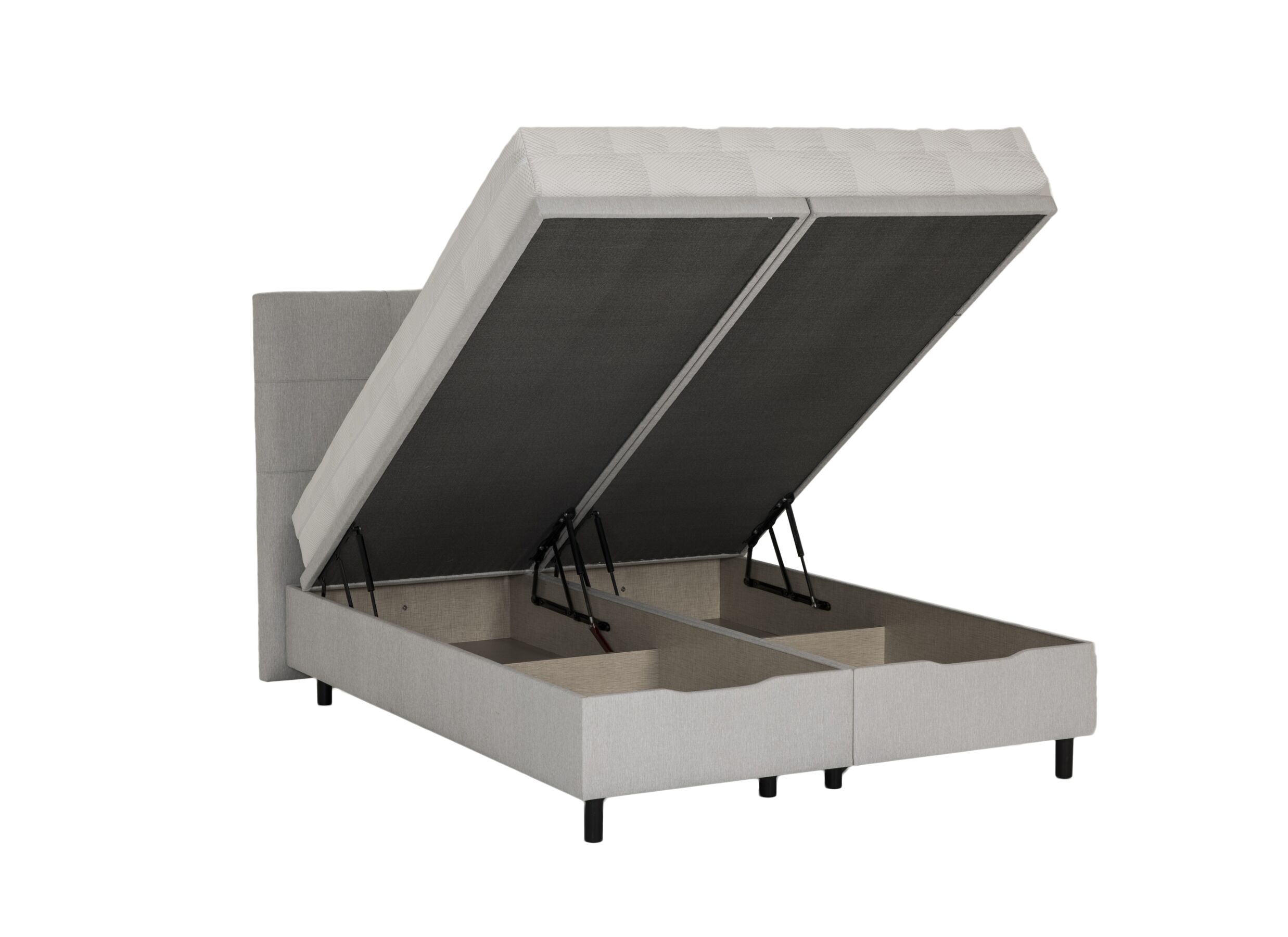 Overzichtsfoto - Bedbox Cosy 140x200cm - stof - lichtgrijs met opbergruimte