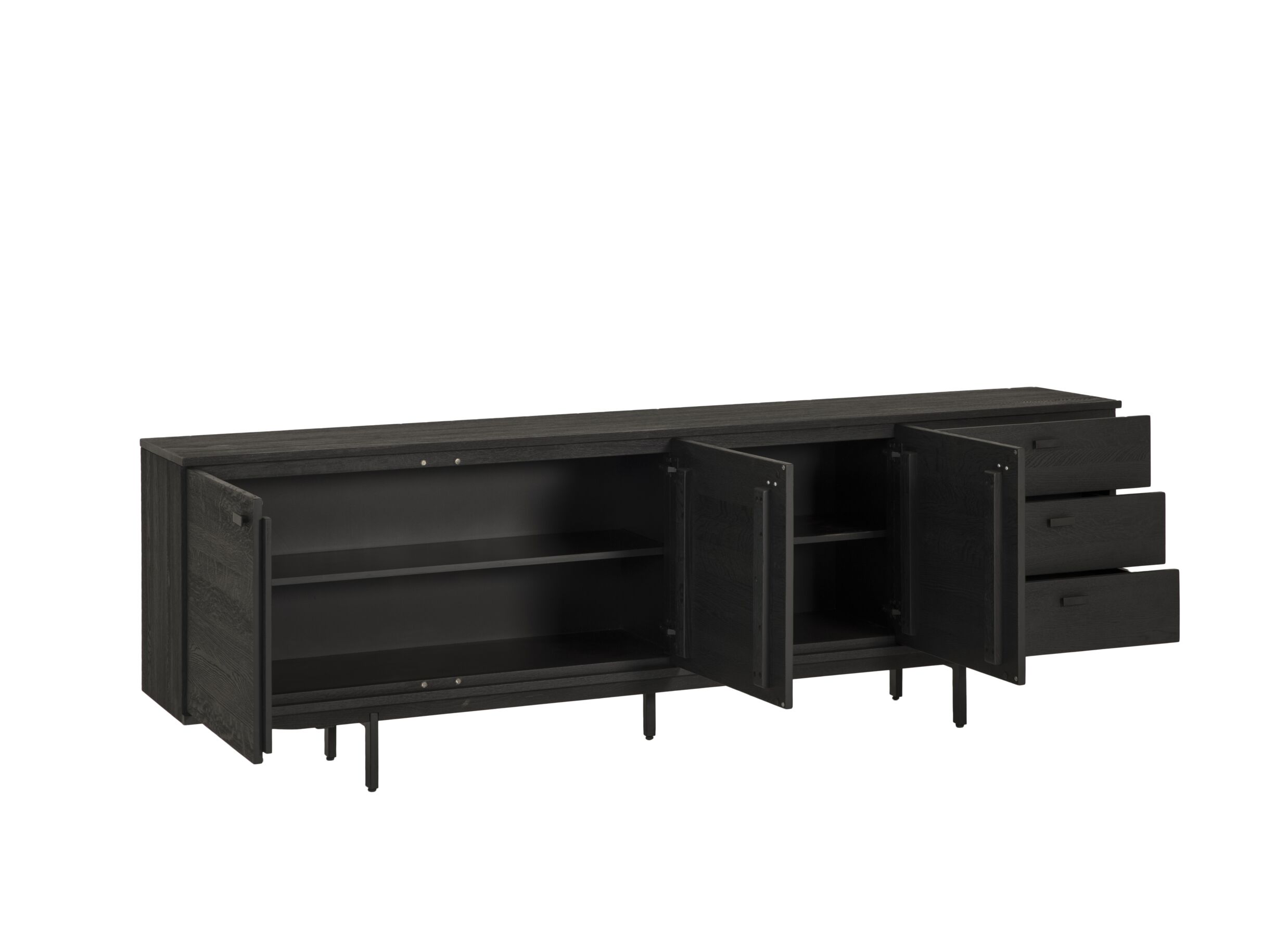 Dressoir Mauri 240cm - eik massief & decor - zwart