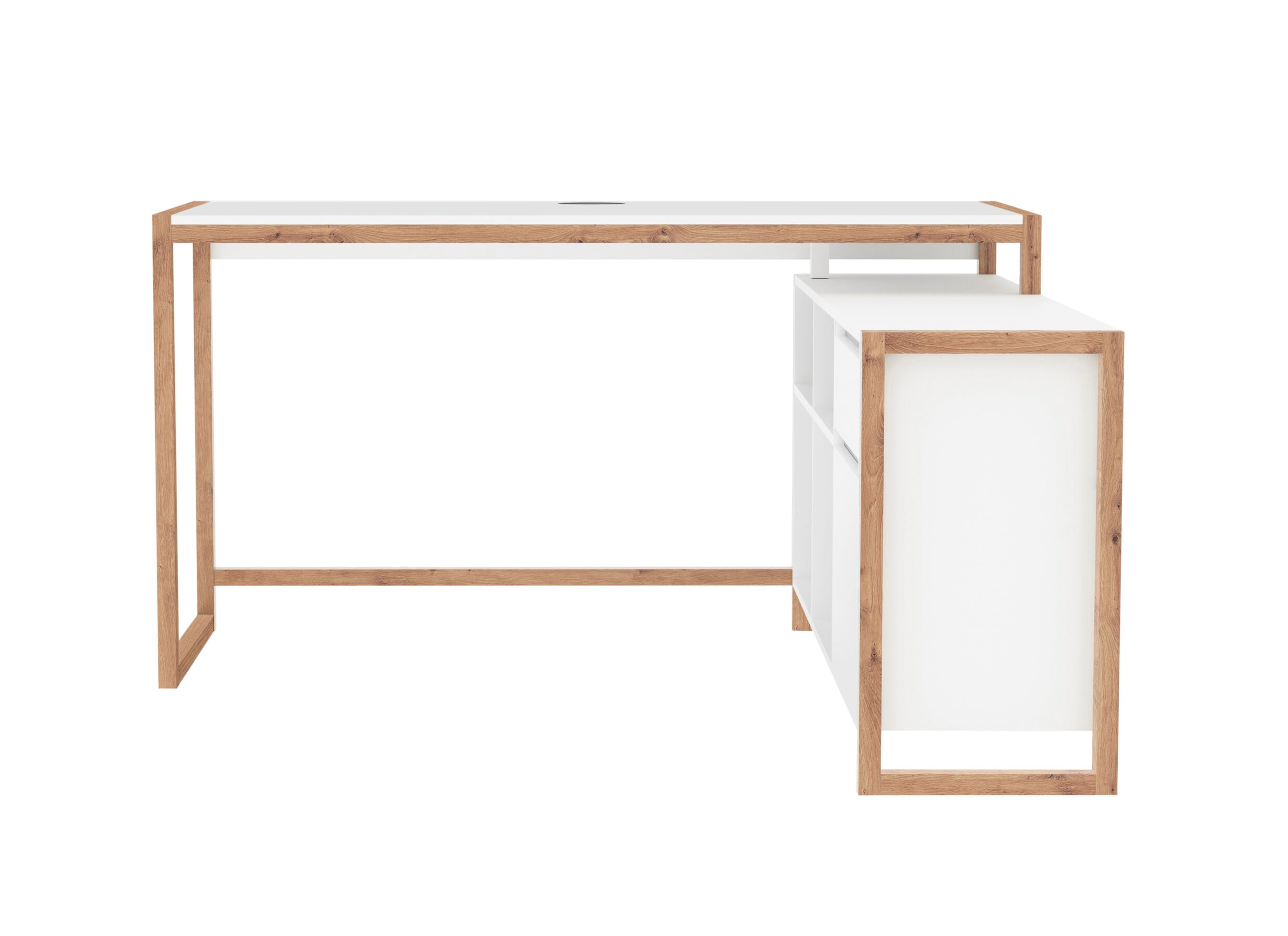 Overzichtsfoto - Hoekbureau Denver 139x142x75cm - decor - wit & artisanale eik