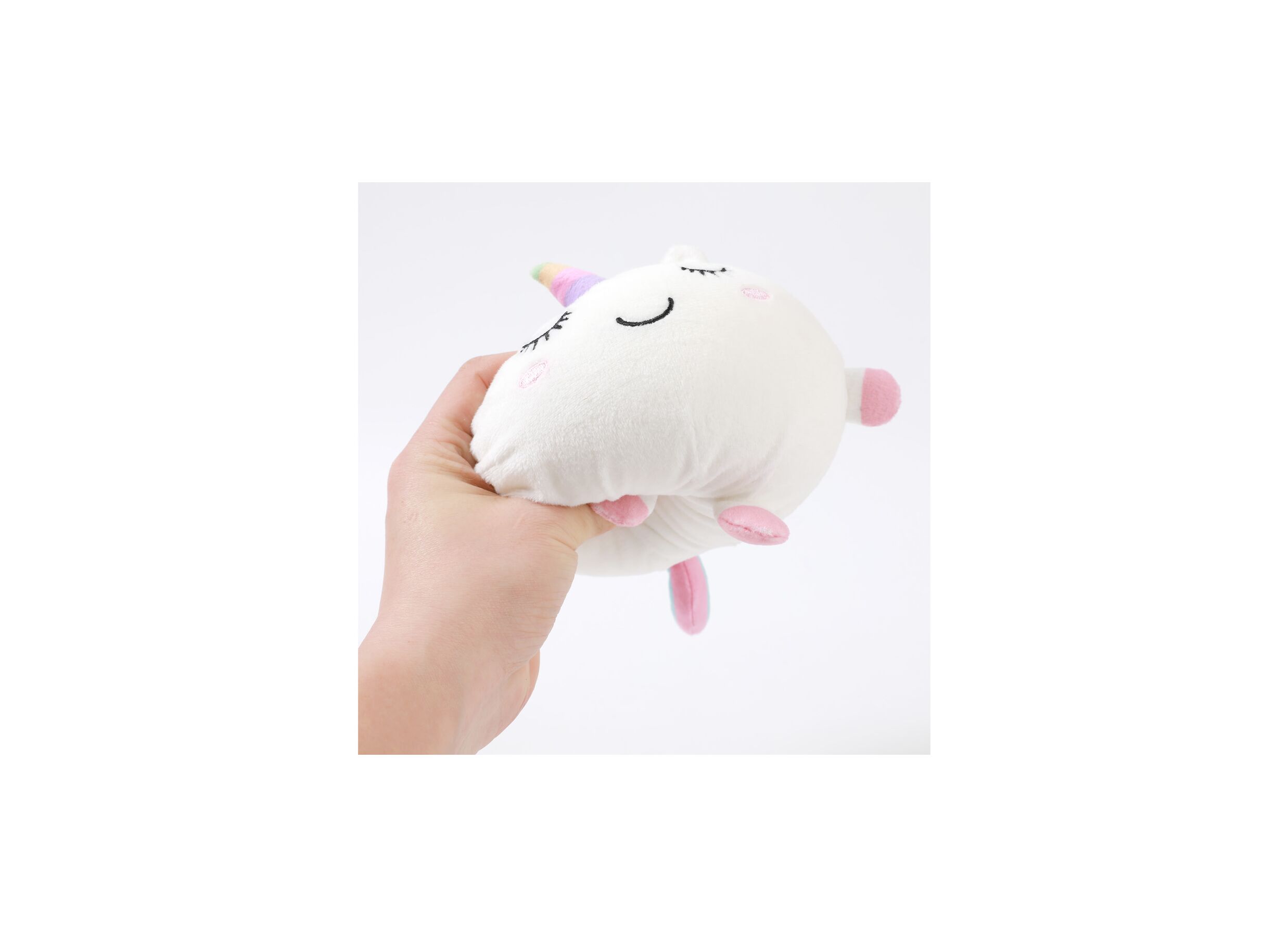 Overzichtsfoto - Kussen Squishy Unicorn Ø13cm - stof - wit