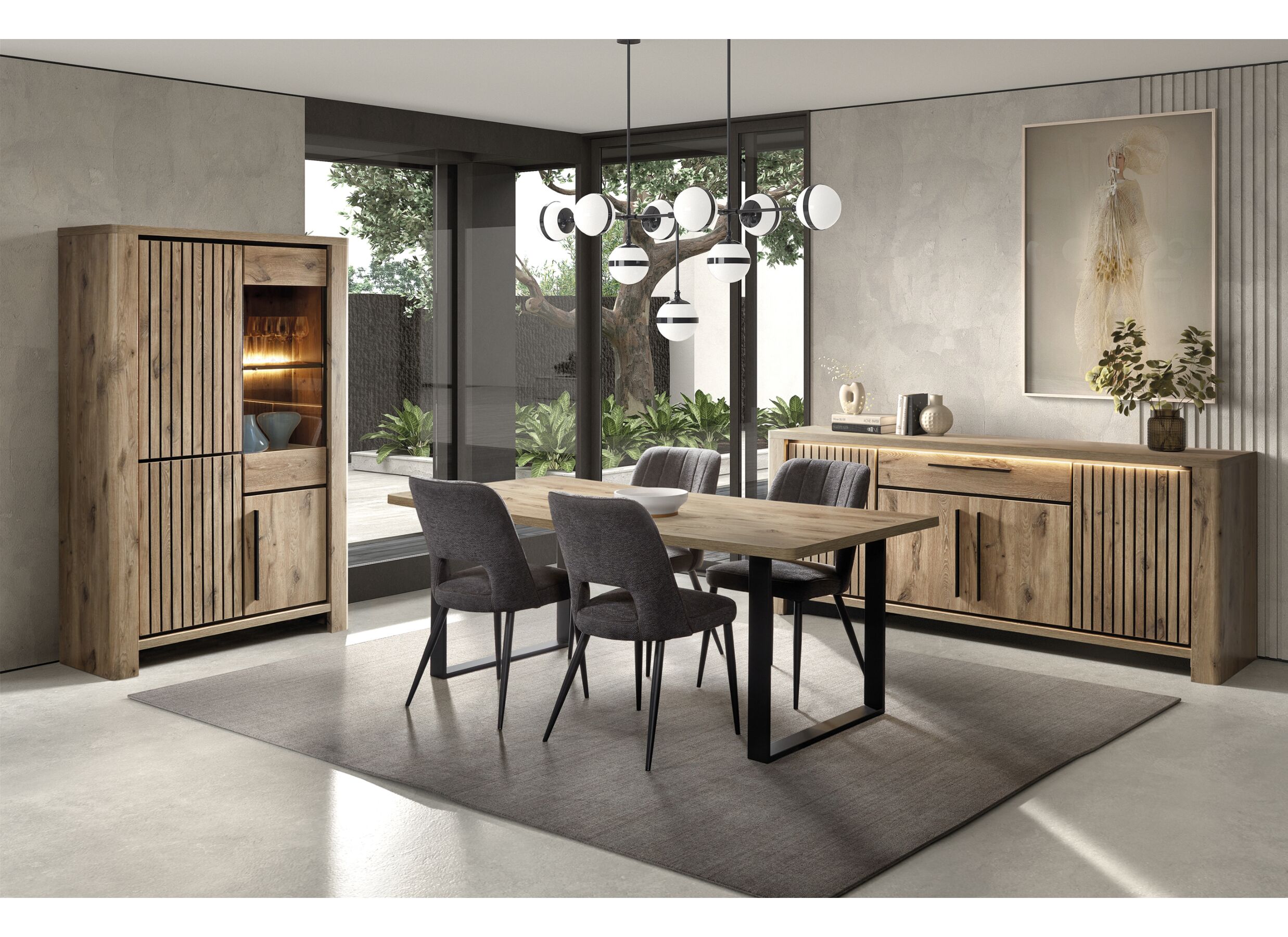 Buffet Santos 220cm - film décoratif - canyon oak