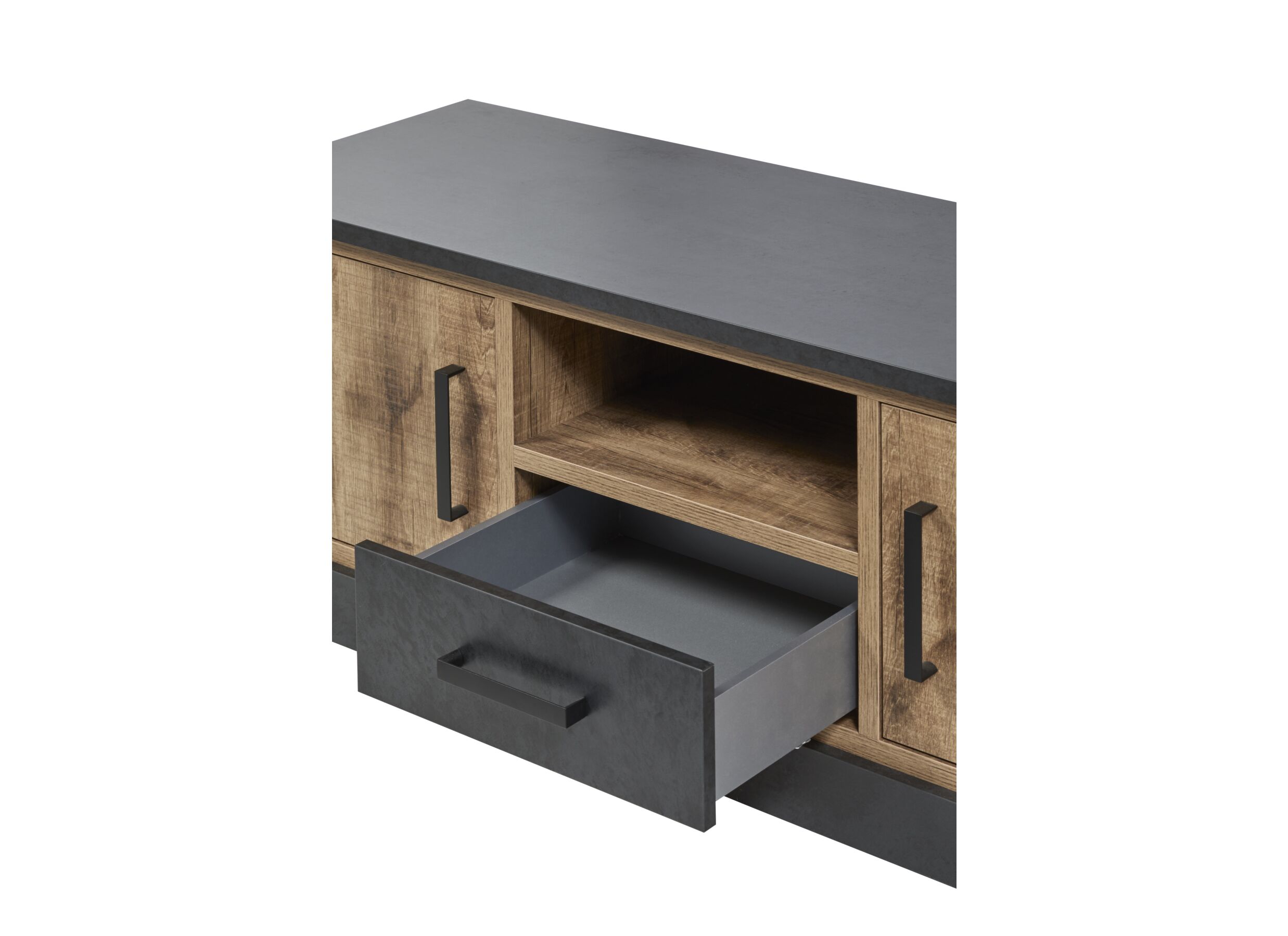 Meuble TV 142cm - film décoratif - brun & noir