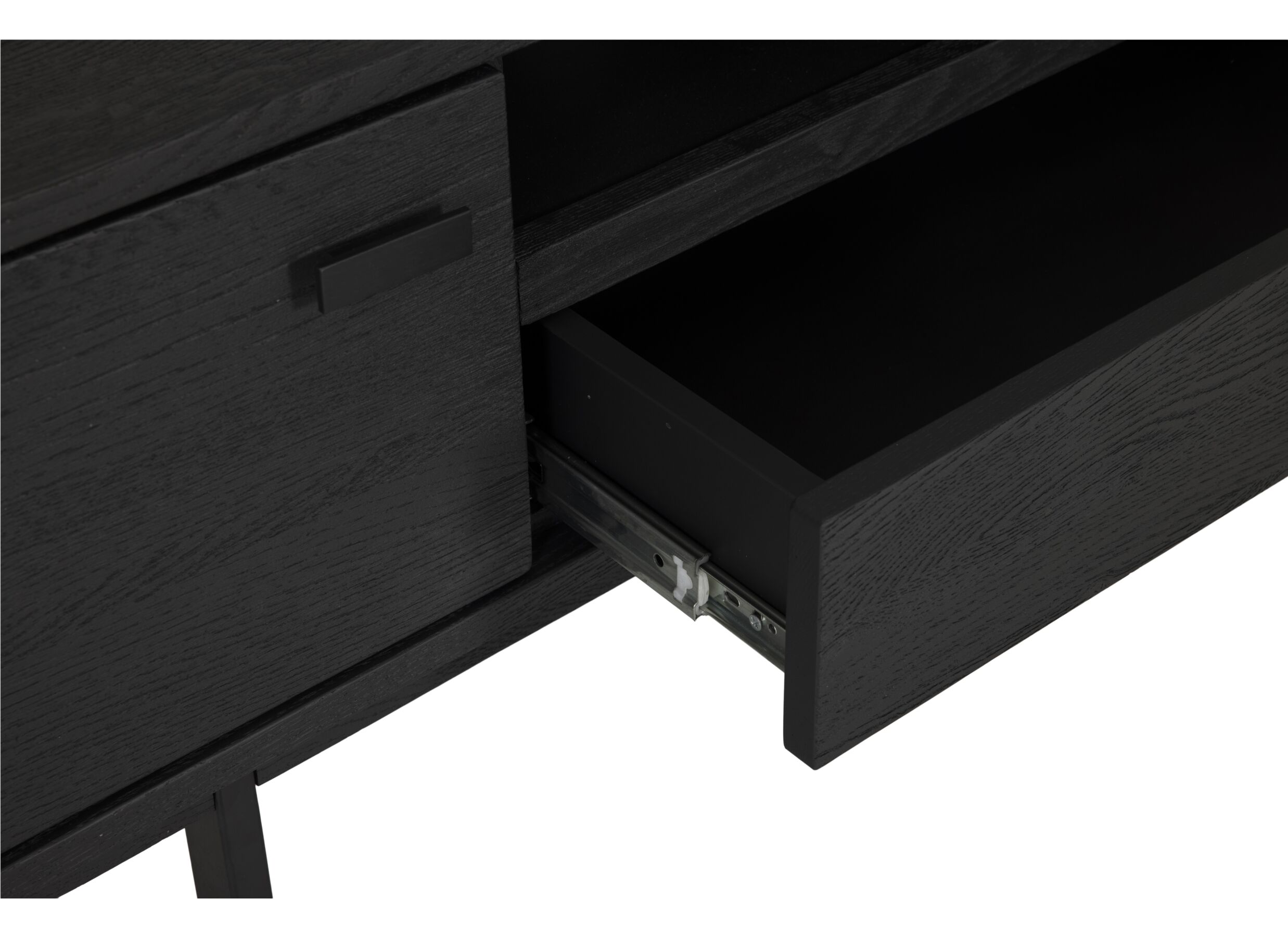 Meuble TV Mauri 160cm - chêne massif & décor - noir