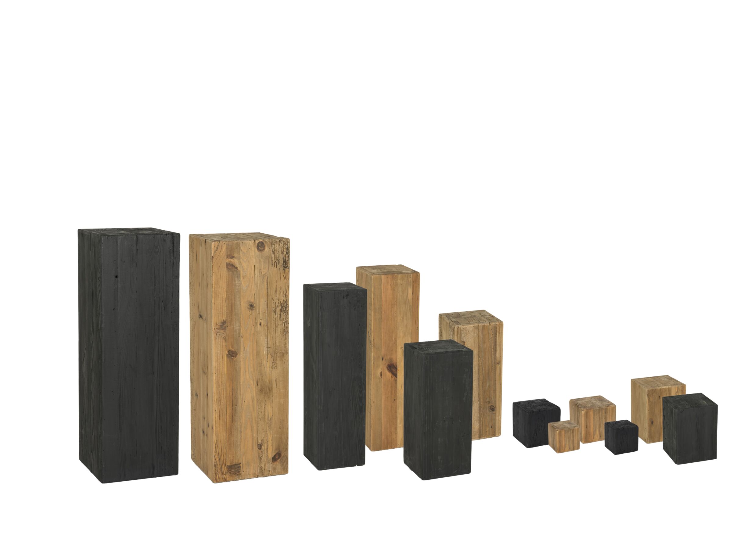 Colonne Qubit 20x20x20cm - sapin massif recyclé - noir