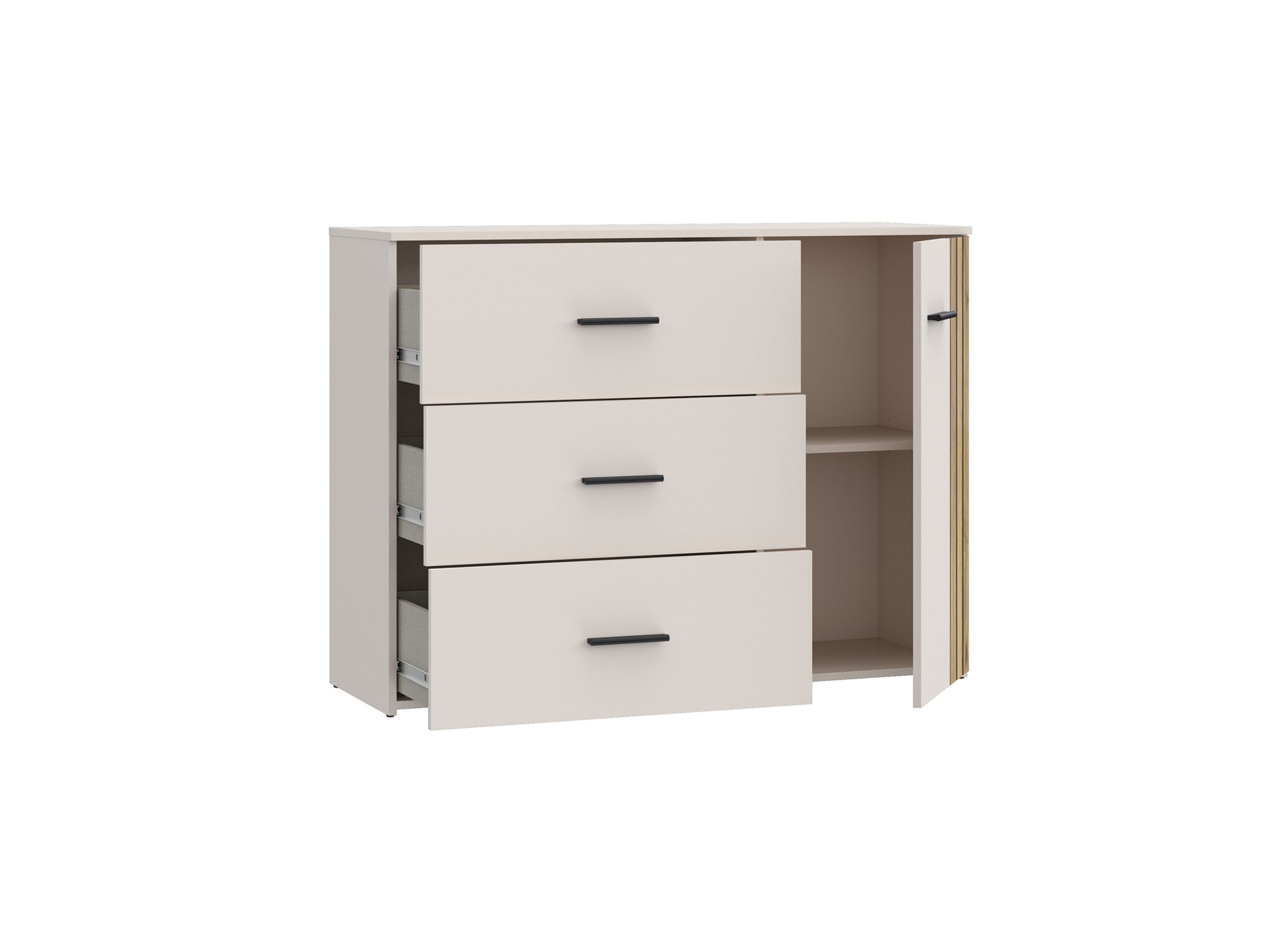 Commode Waikato 120x41x91cm - décor - chêne mauvella/sable