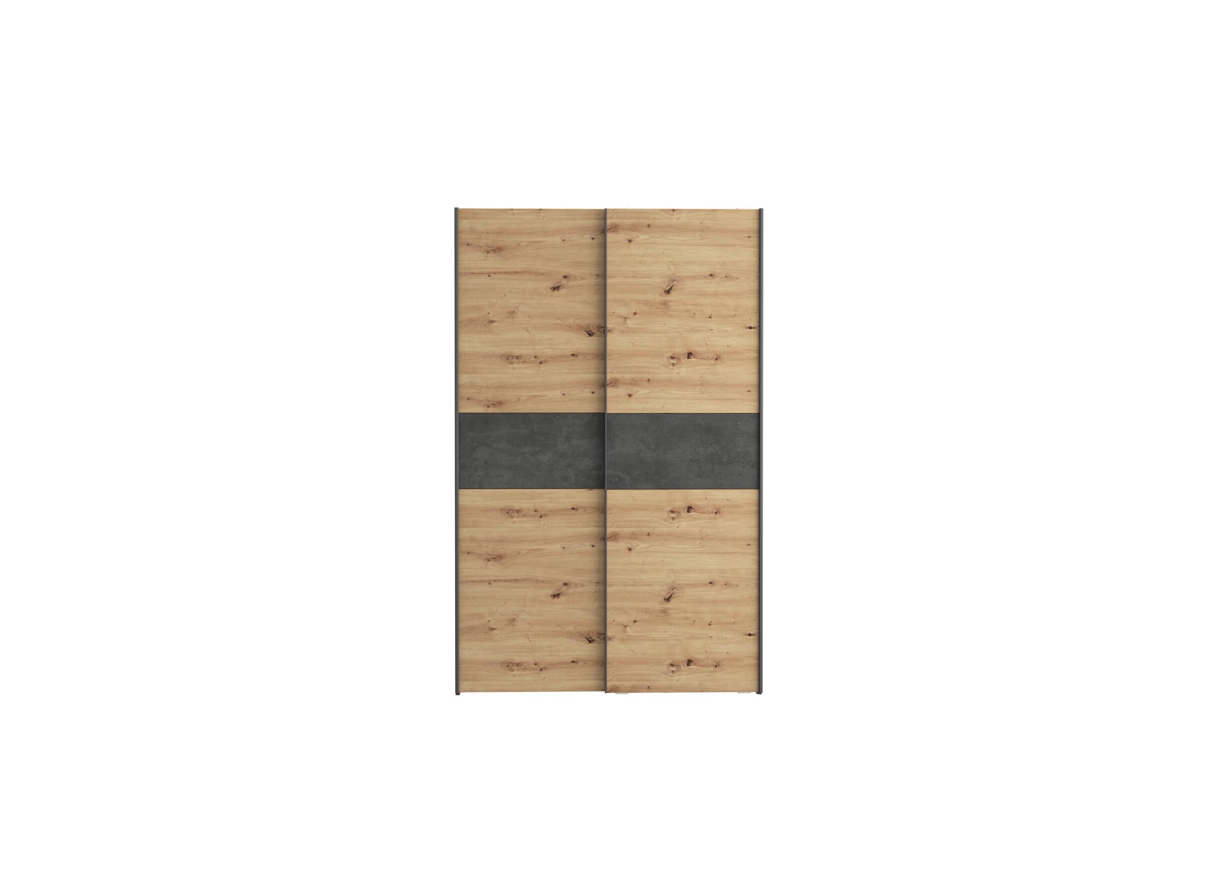 Armoire à portes coulissantes Khanea 120cm - panneau décor - chêne artisanal/béton