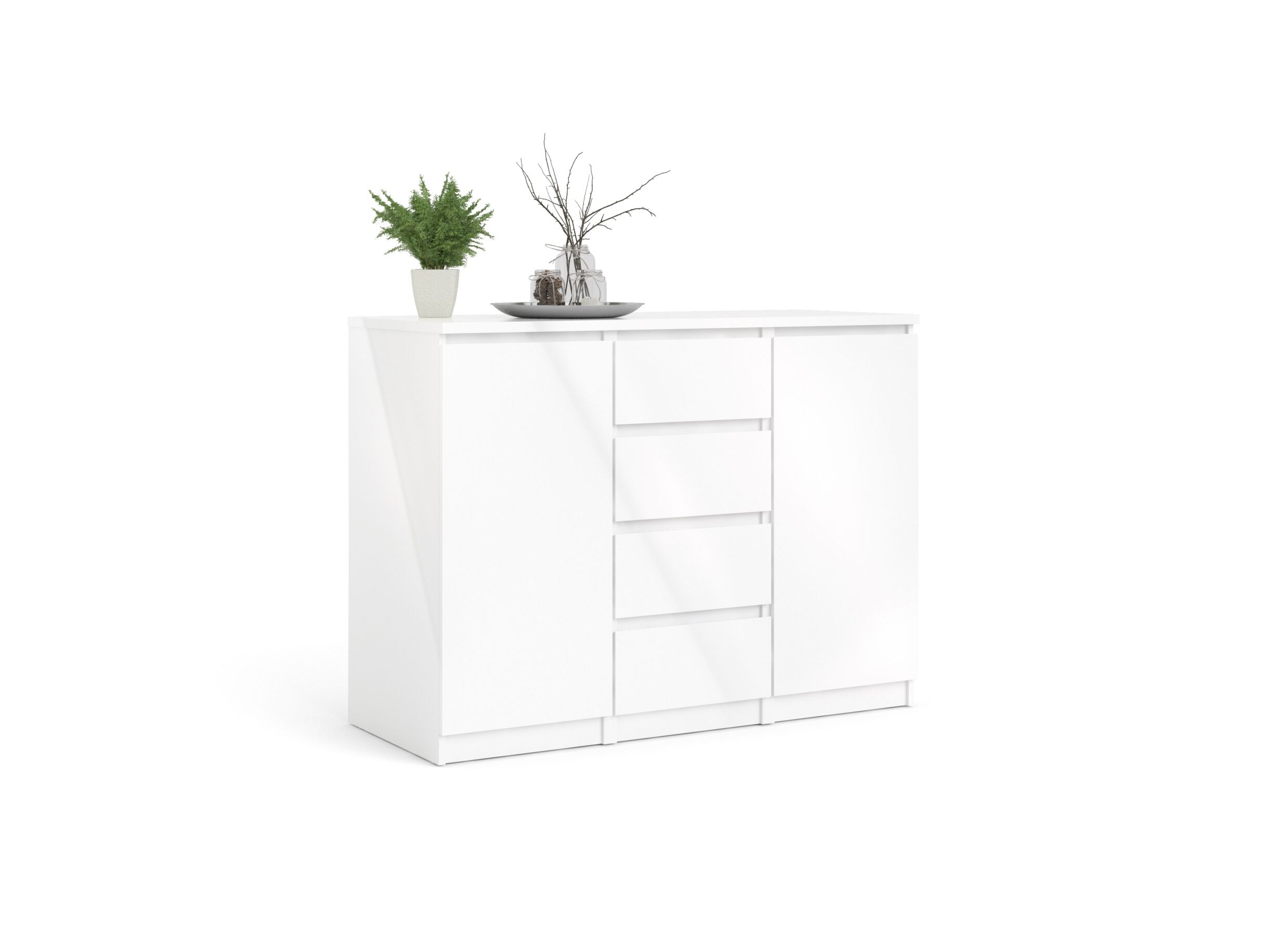 Commode Naia 121x50x91cm - décor - blanc laqué