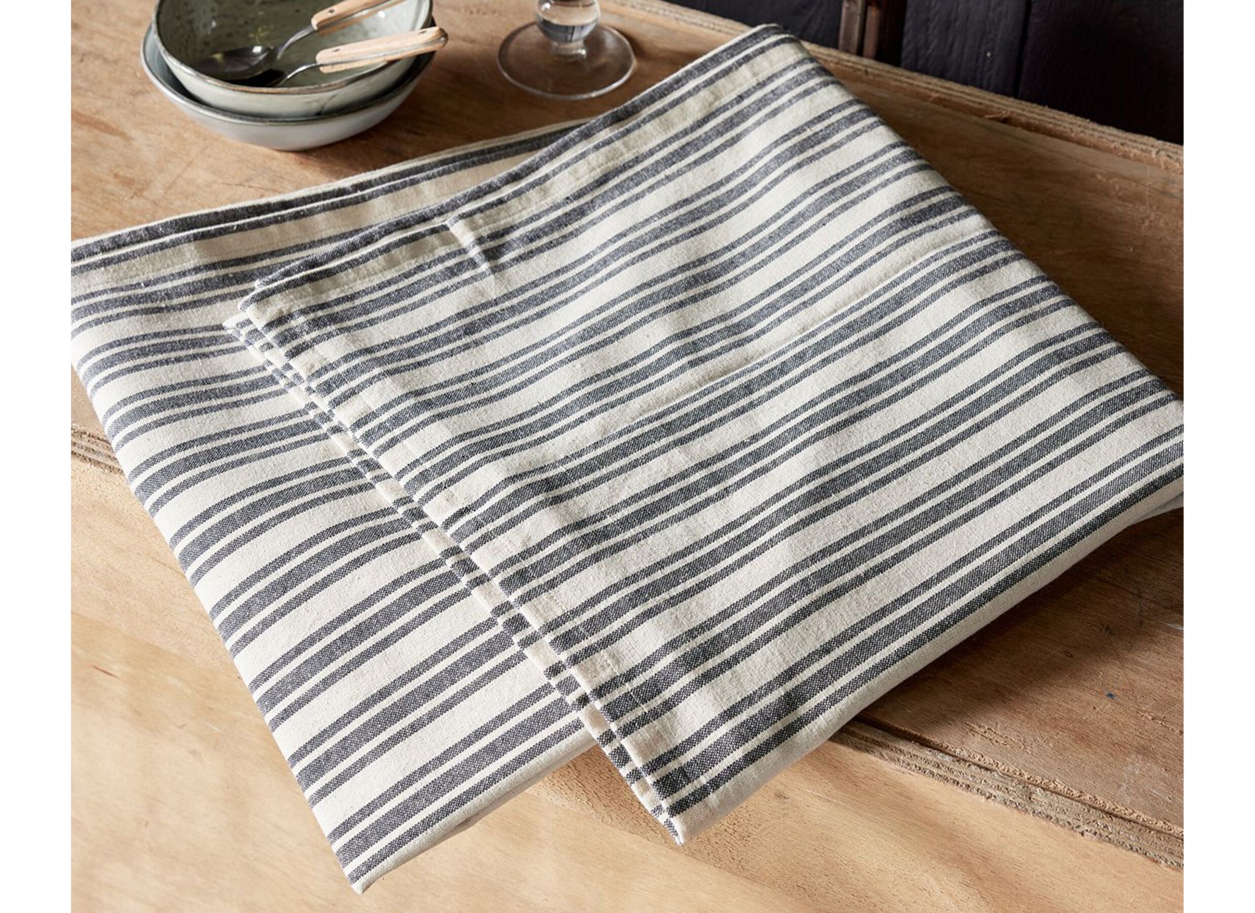 Plus Important - Nappe Bord De Mer 140x240cm - coton - beige & gris