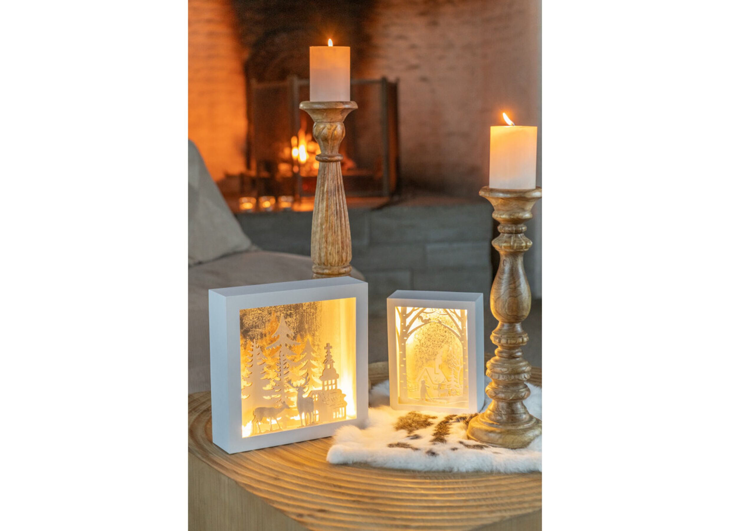 Foto ambiance - Décoration de Noël 24,5x24,5x7cm - PVC & verre - blanc & argent