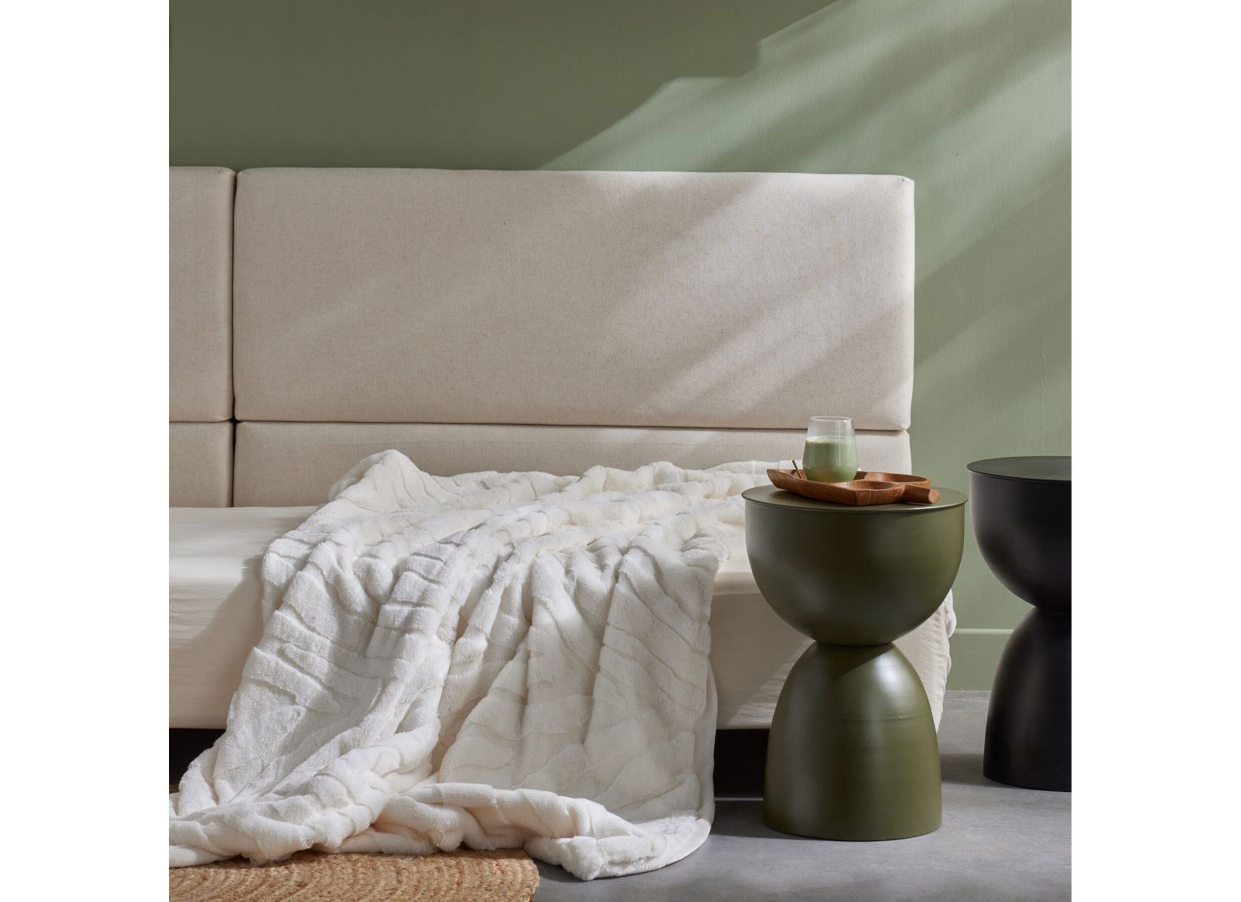 Plaid Matcha Jacquard 130x180cm - polyester - creme - Plaid Matcha Jacquard 130x180cm - polyester - creme