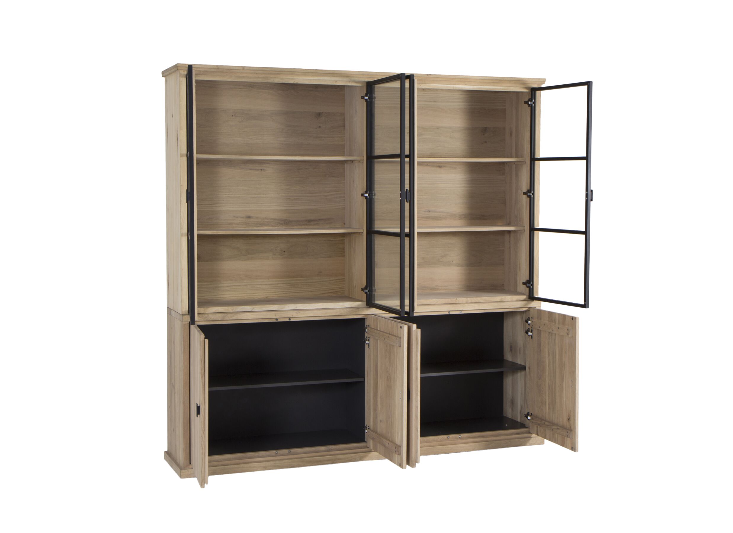 Vitrine Grimaldi 230cm - chêne massif - naturel
