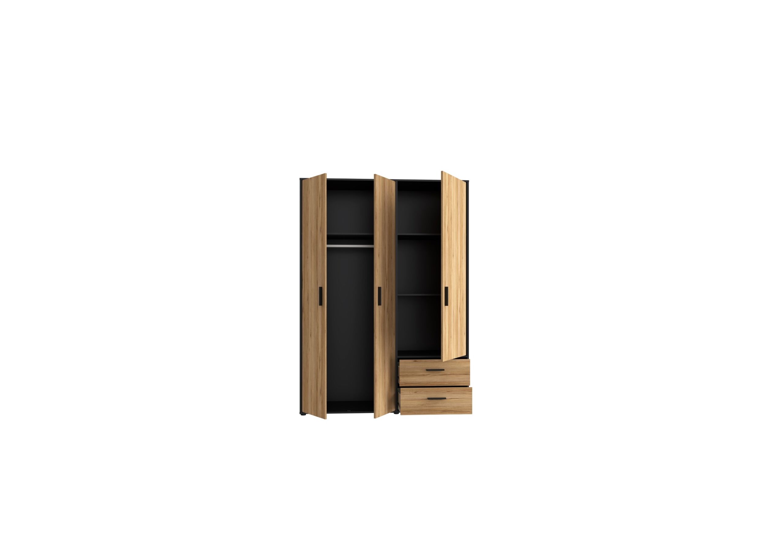Garde-robe Mokkaro 145cm - décor - noir/chêne châtaignier