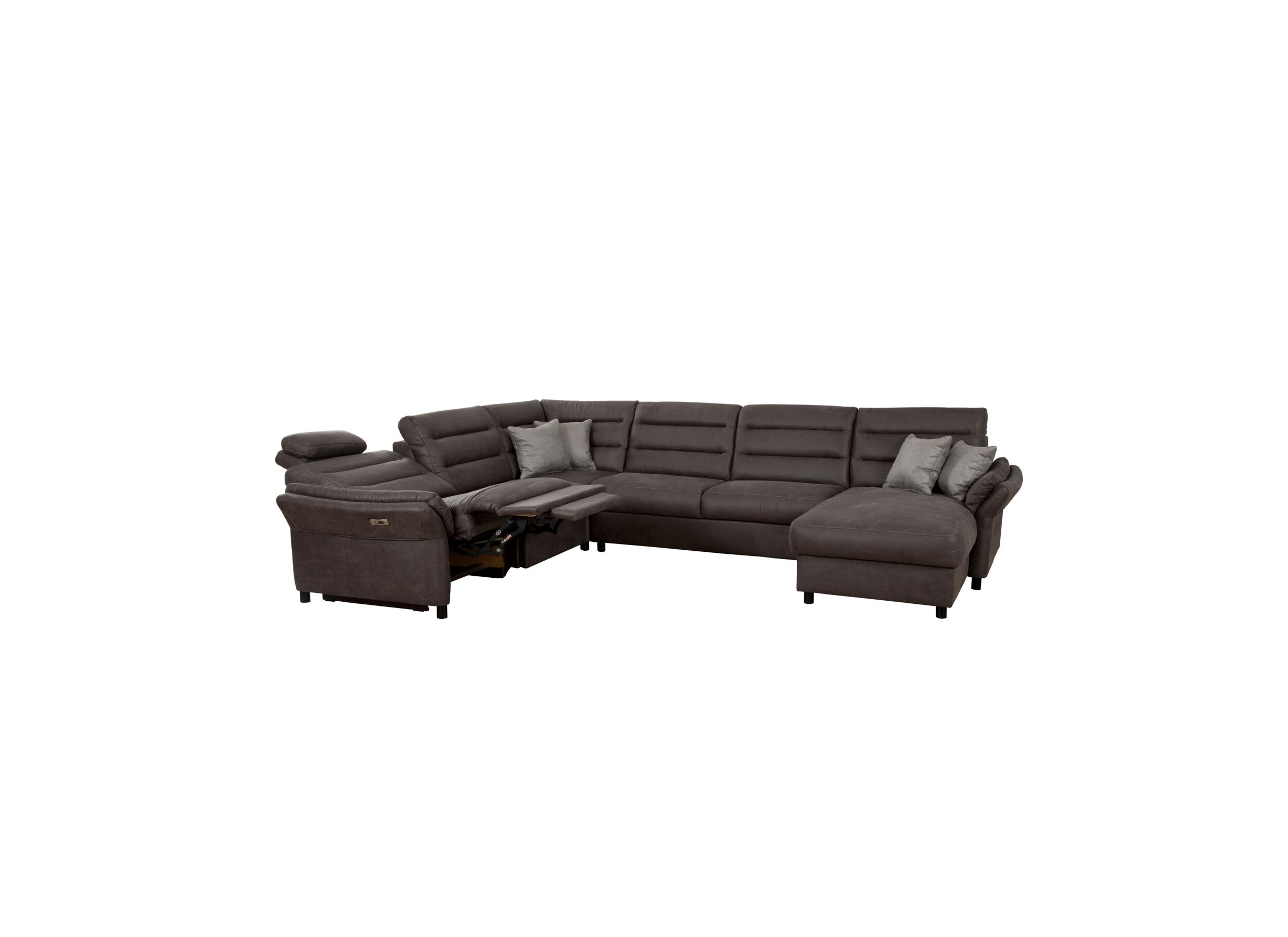 Hoeksalon Foreno 350x268cm - stof - grijs met relax
