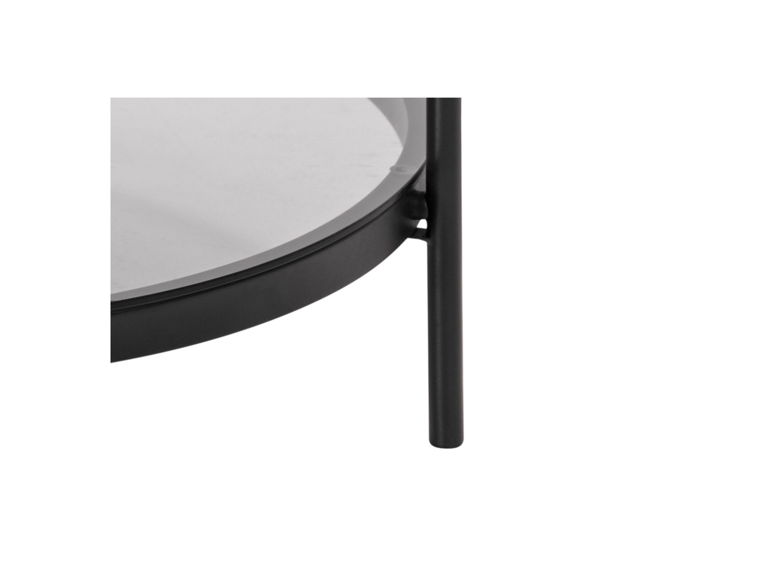 Salontafel Ø79cm - metaal - zwart mat & smoked glass