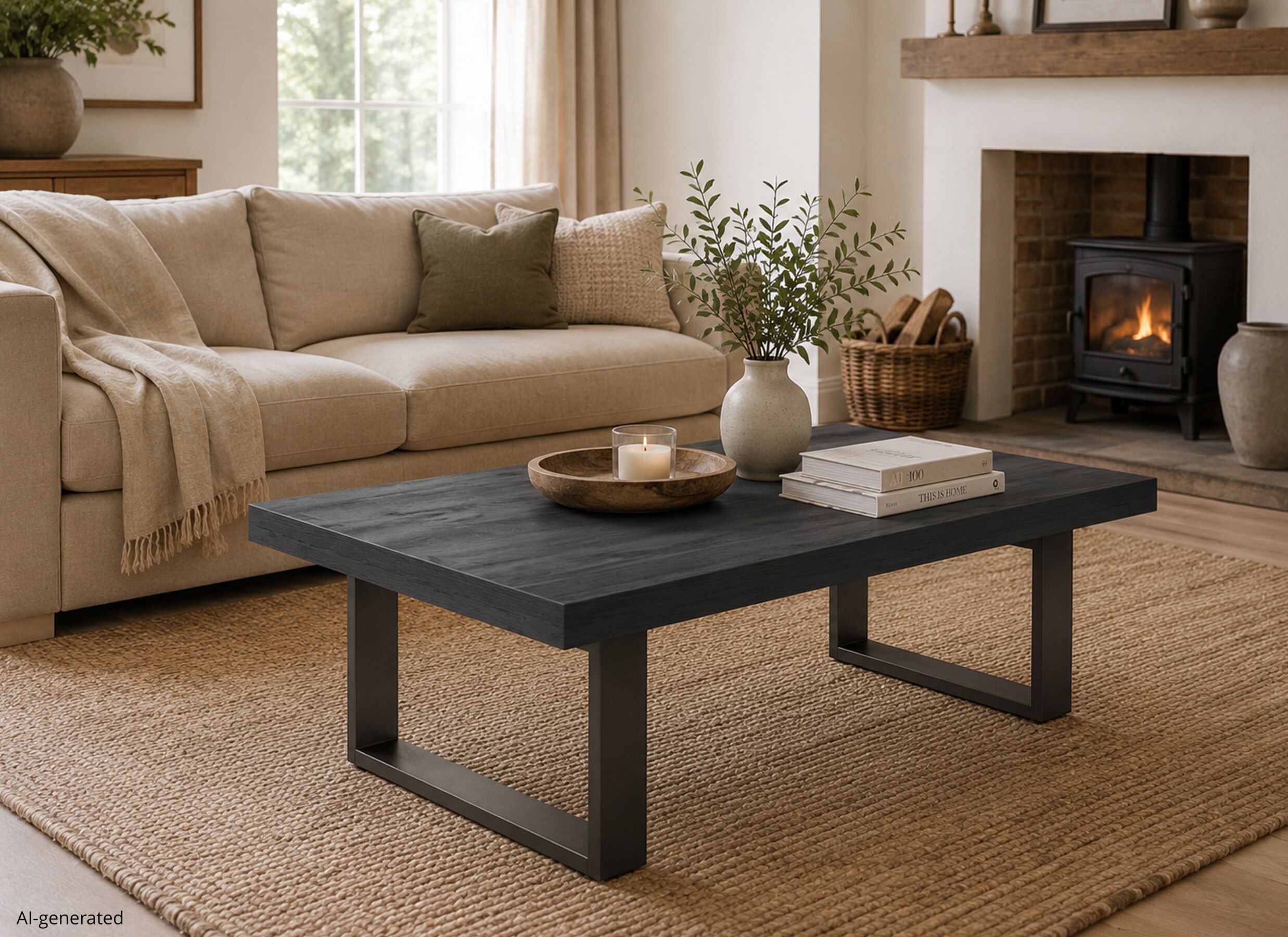 AI Generated - Table basse Raphael 130x68cm - mélamine - nox