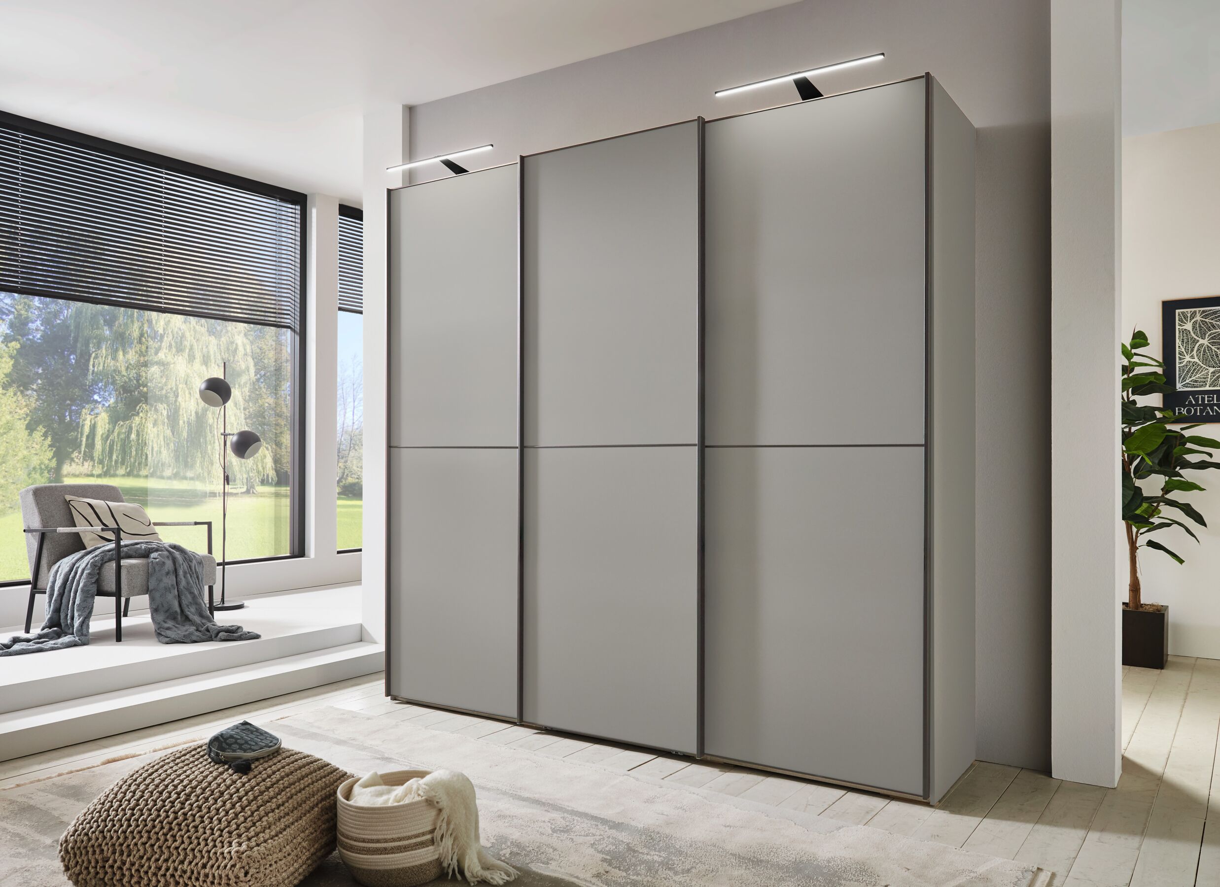Foto ambiance - Armoire à portes coulissantes Phoenix 250cm - décor - gris galets